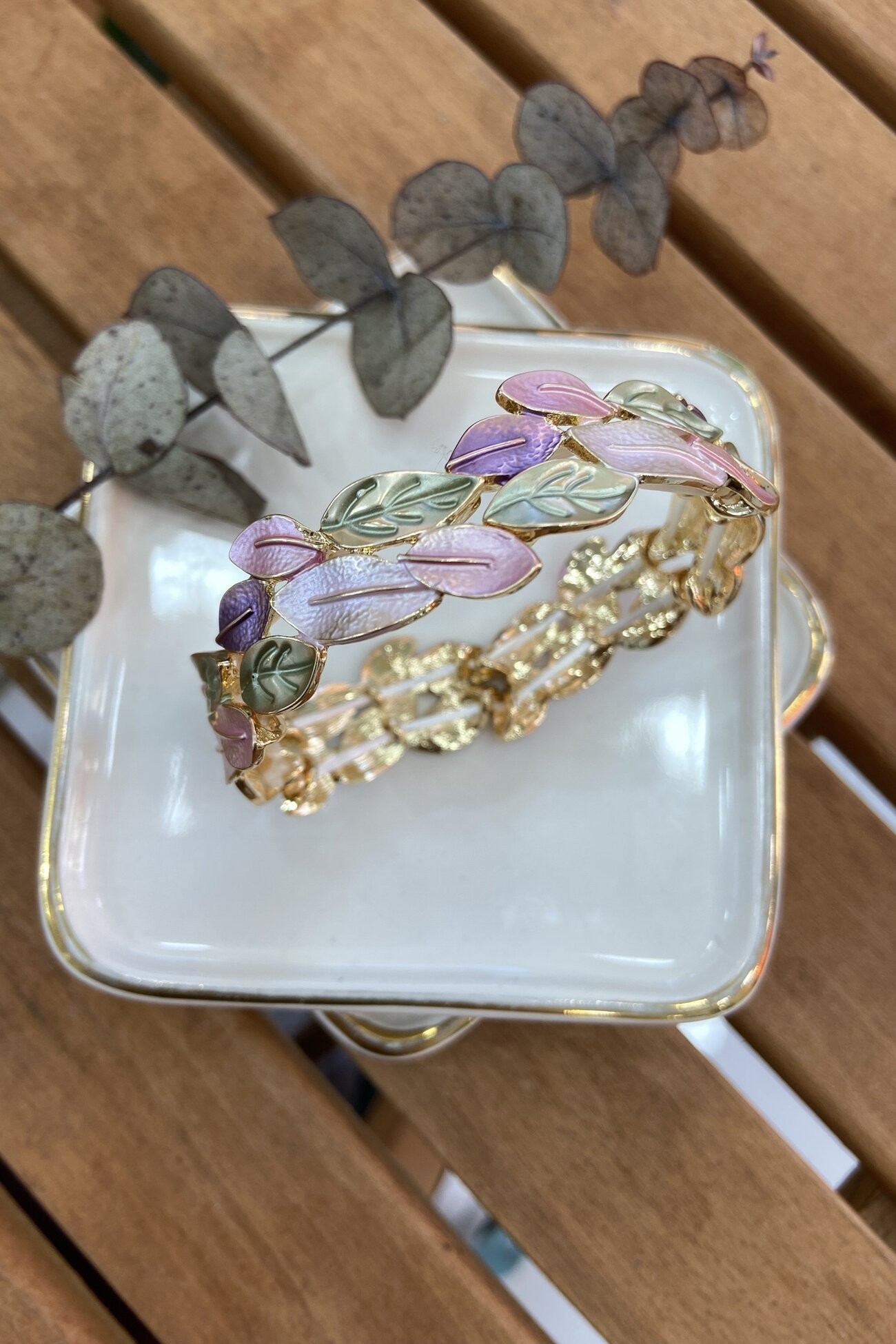 14K Altın Kaplama Floral Serisi Bilezik