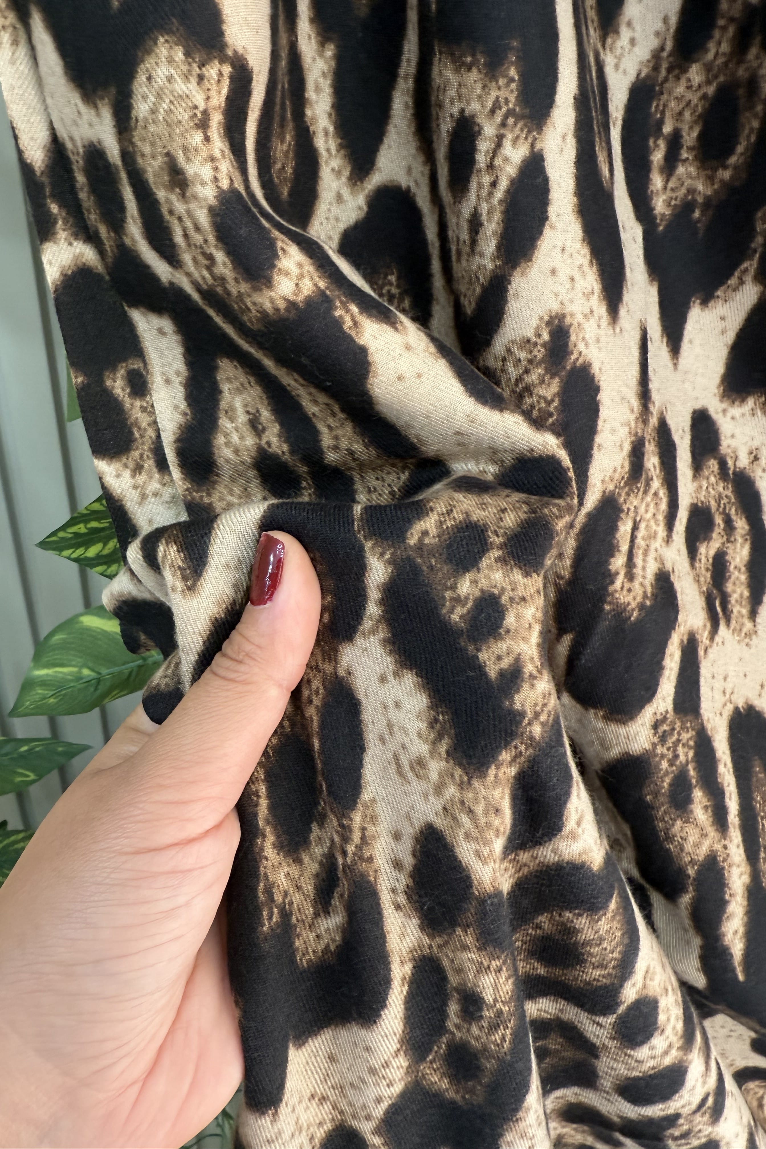 Leopar Desenli Kahve Şal