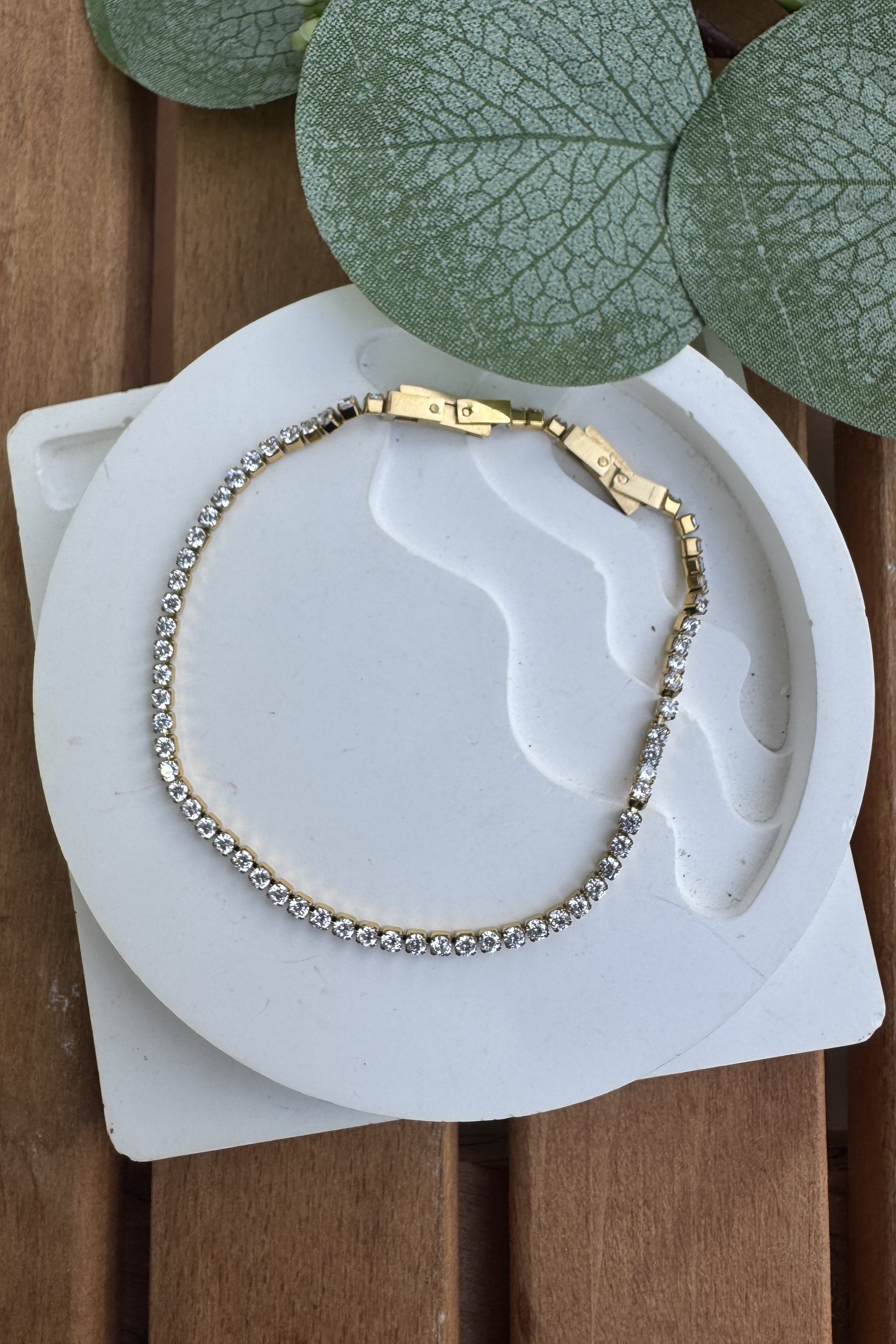Çelik 1mm Su Yolu Bileklik Gold 17+2cm