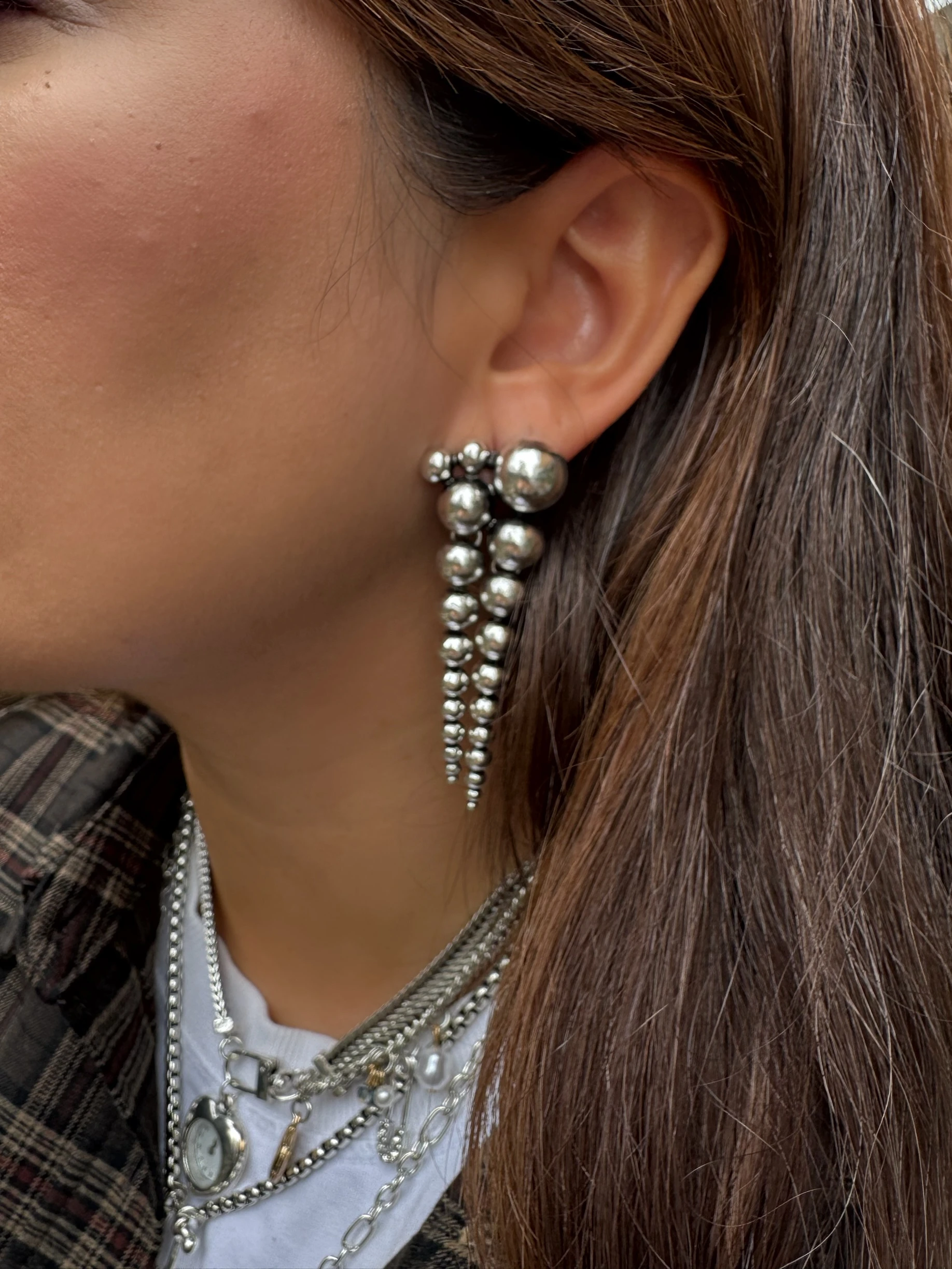 ZR Model Silver Topçuk Sarkıt Küpe