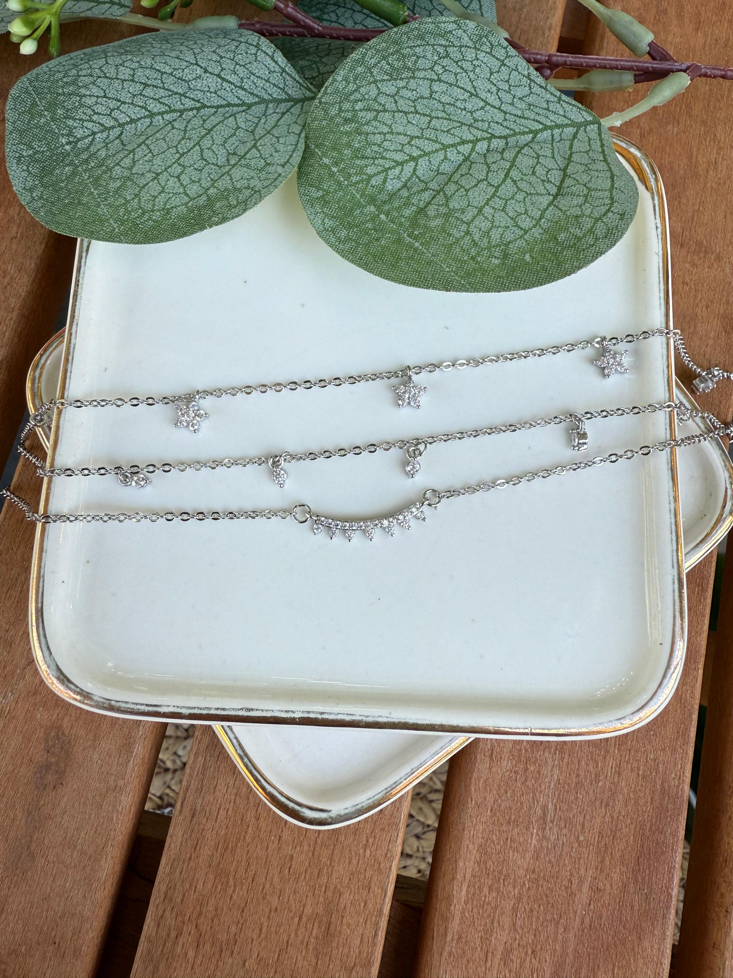 14K Altın Kaplama Üç Sıra Sallantılı Halhal Silver 28cm