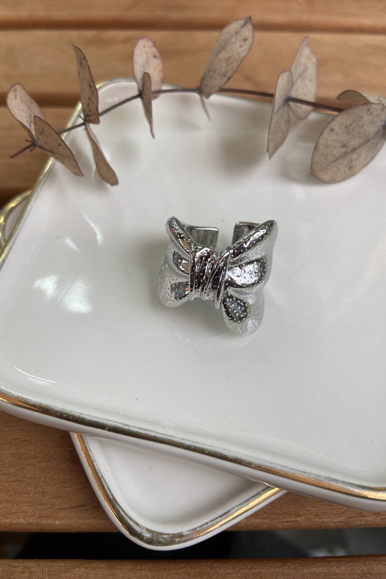 14K Altın Kaplama Noktalı Düğüm Yüzük Silver