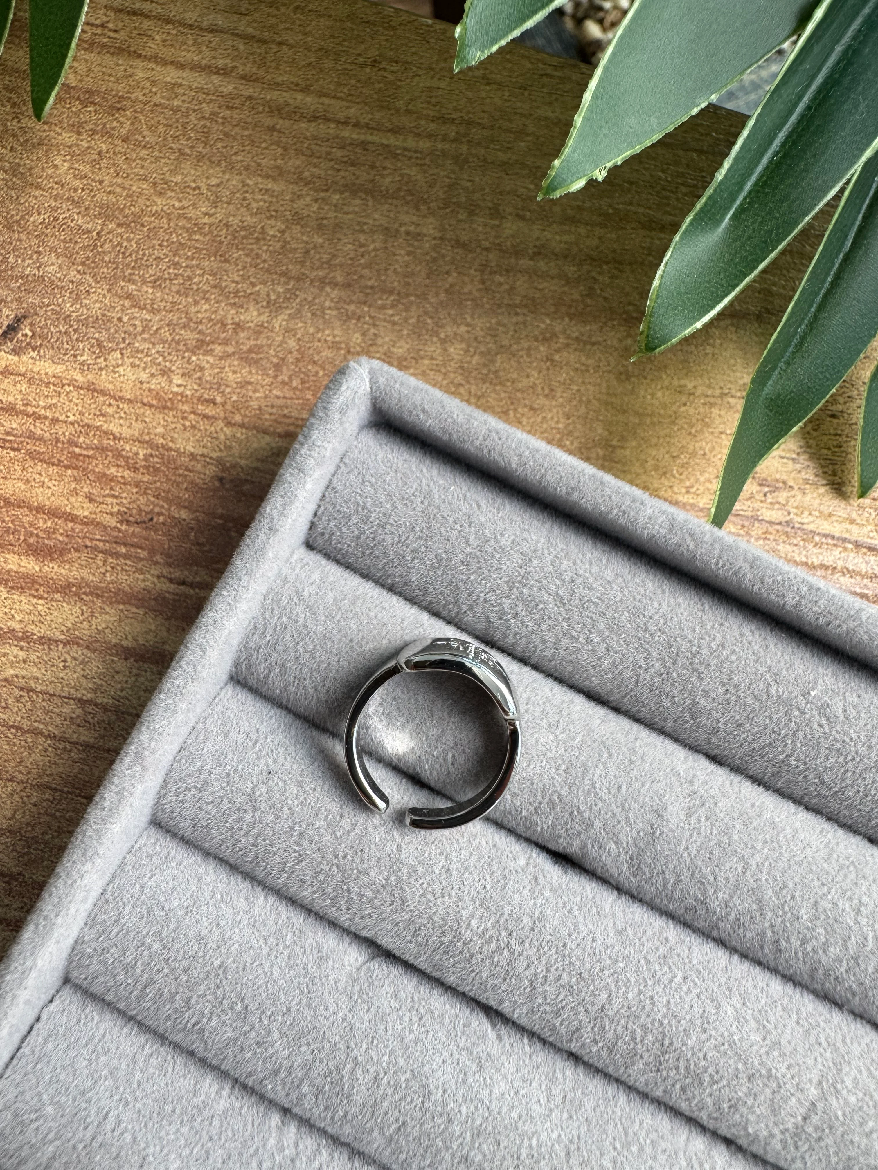 14K Altın Kaplama Plaka Üstü Kuzey Yıldızı Serçe Parmak Yüzüğü Silver