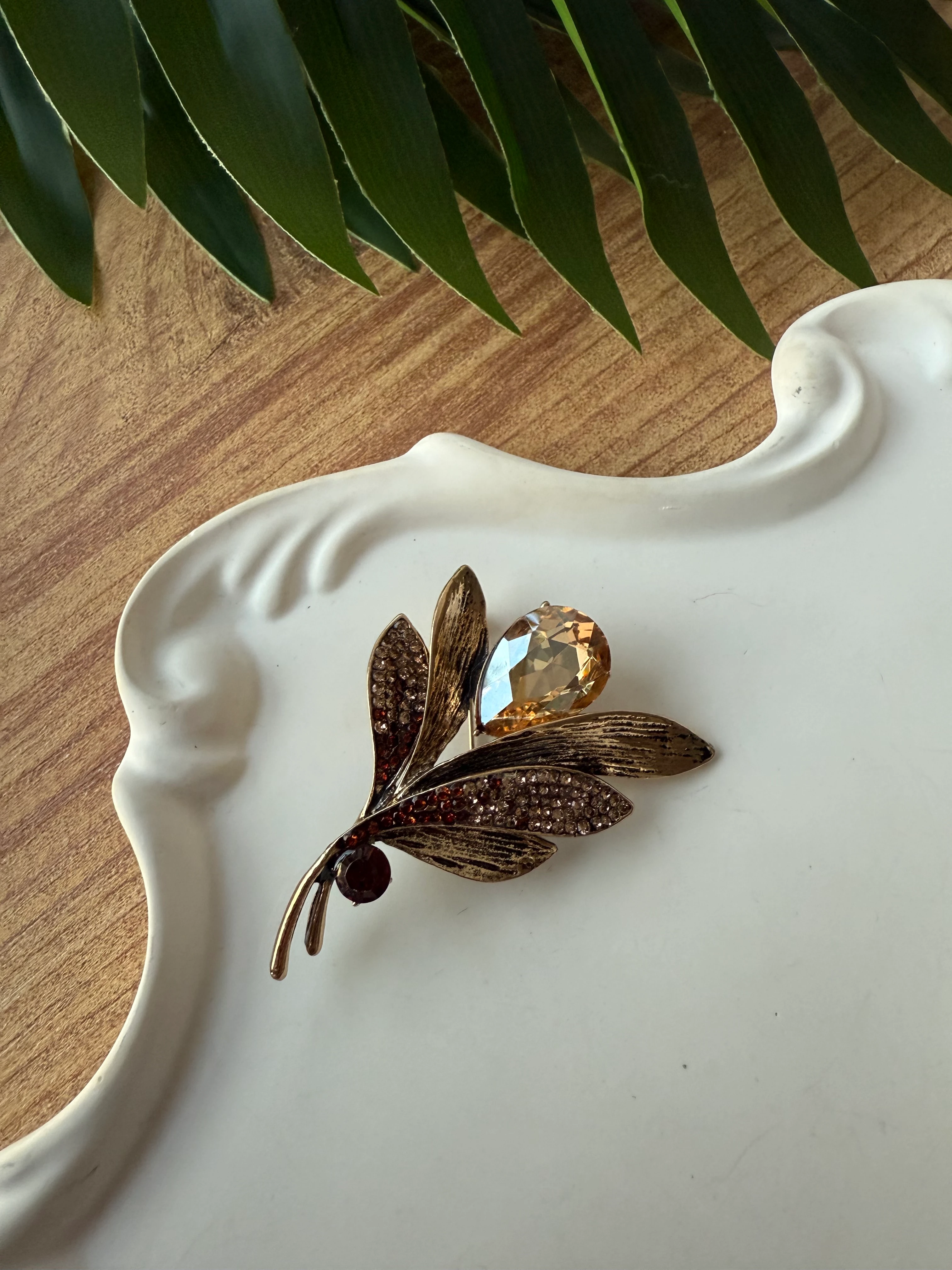 Kahve Taşlı Şık Broş