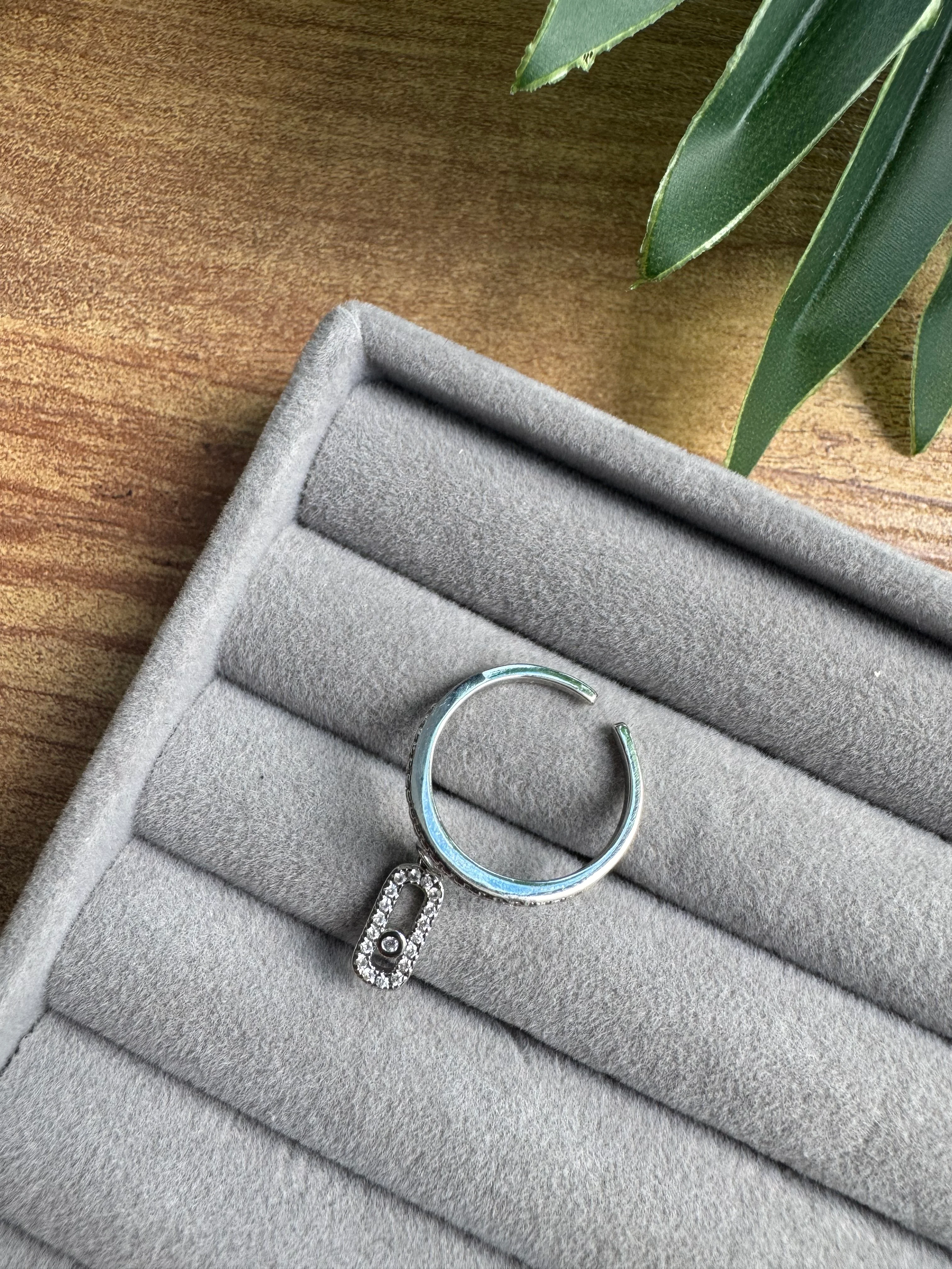 14K Altın Kaplama Sallantılı Marka Yüzük Silver