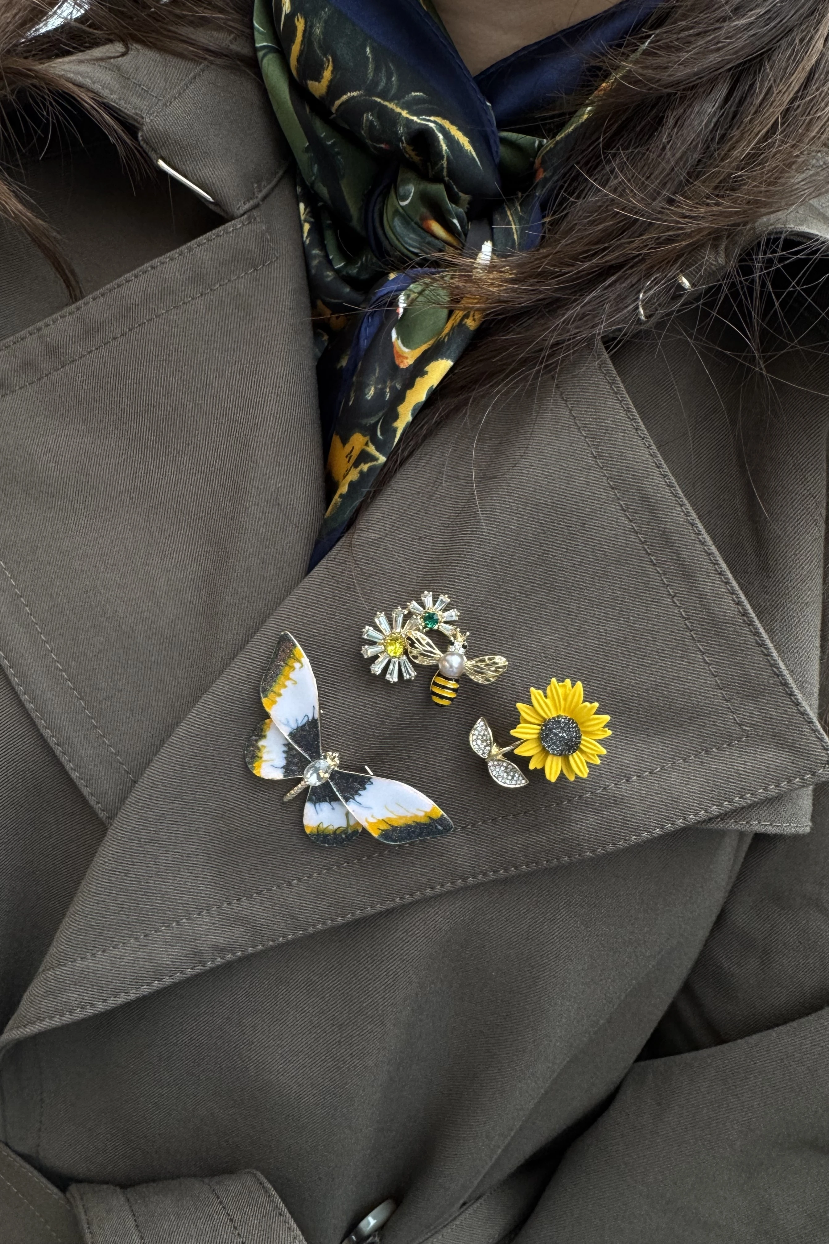 Simli Mineli Kelebek Broş