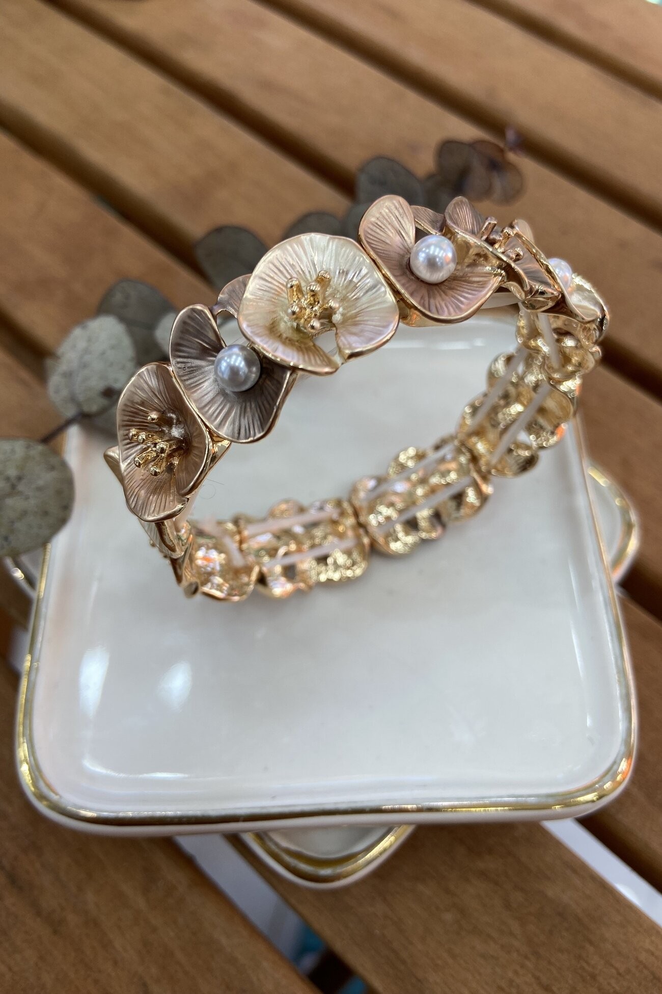 14K Altın Kaplama Floral Serisi Bilezik