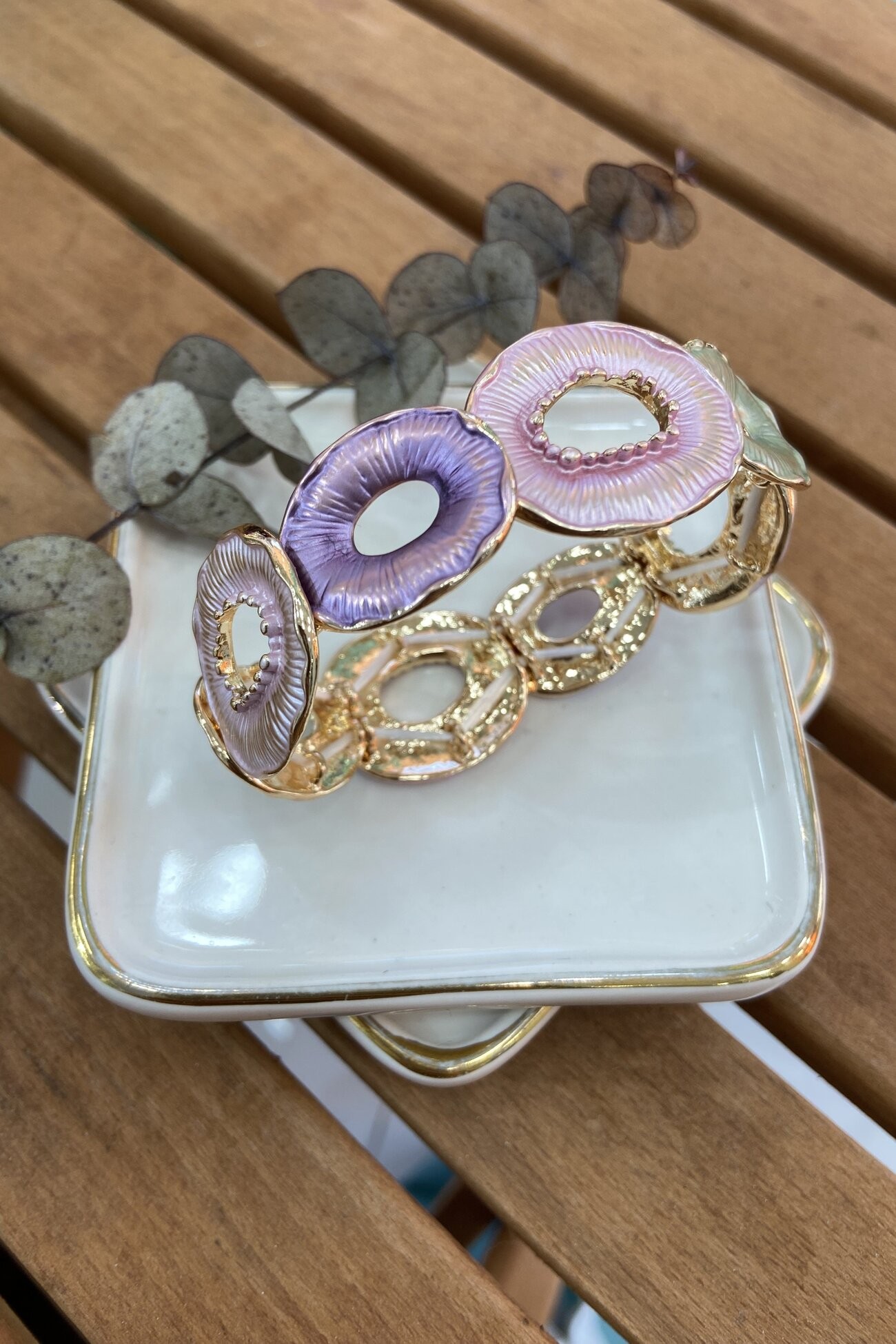 14K Altın Kaplama Floral Serisi Bilezik