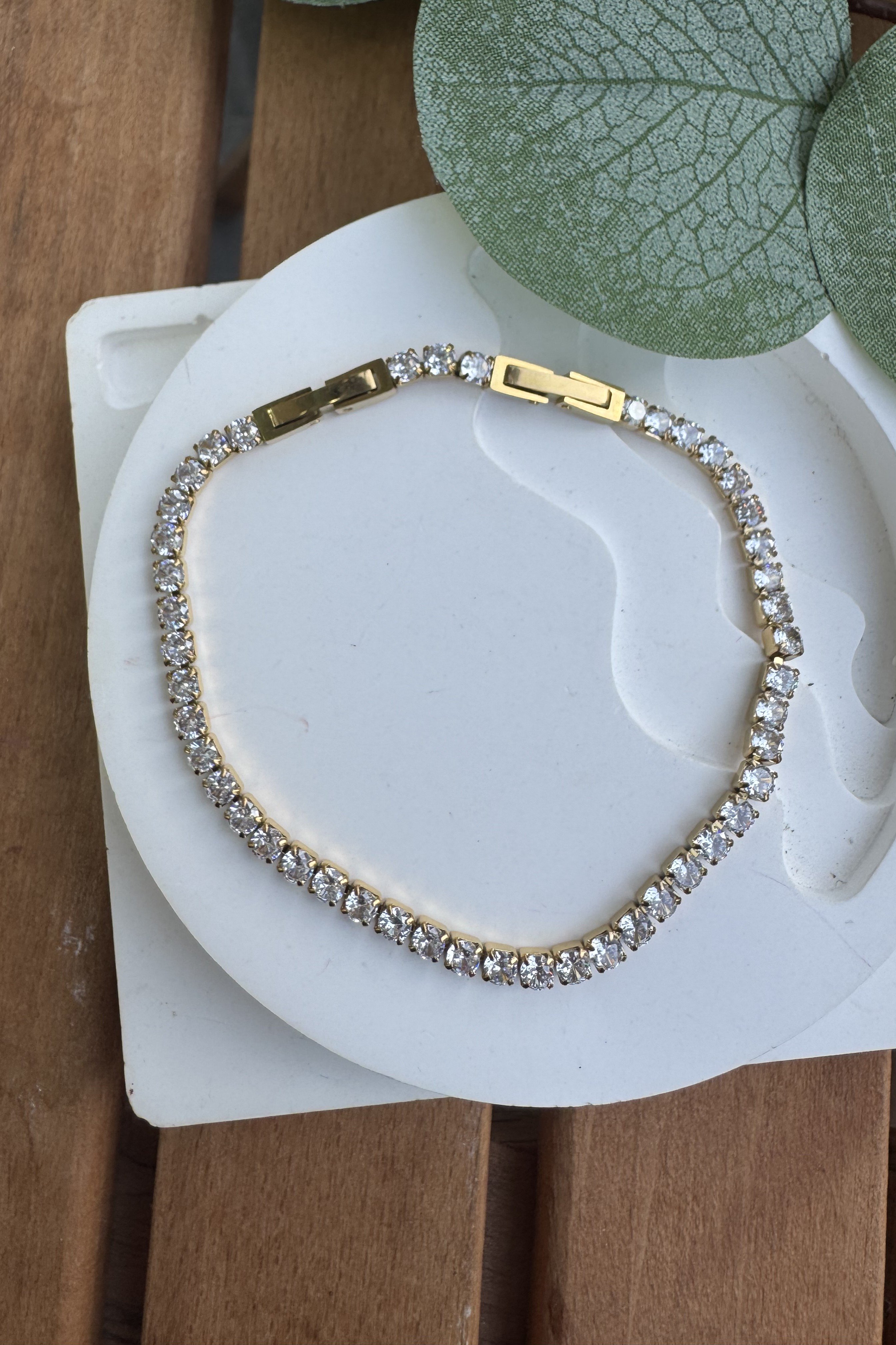 Çelik 2mm Su Yolu Bileklik Gold 17+2cm