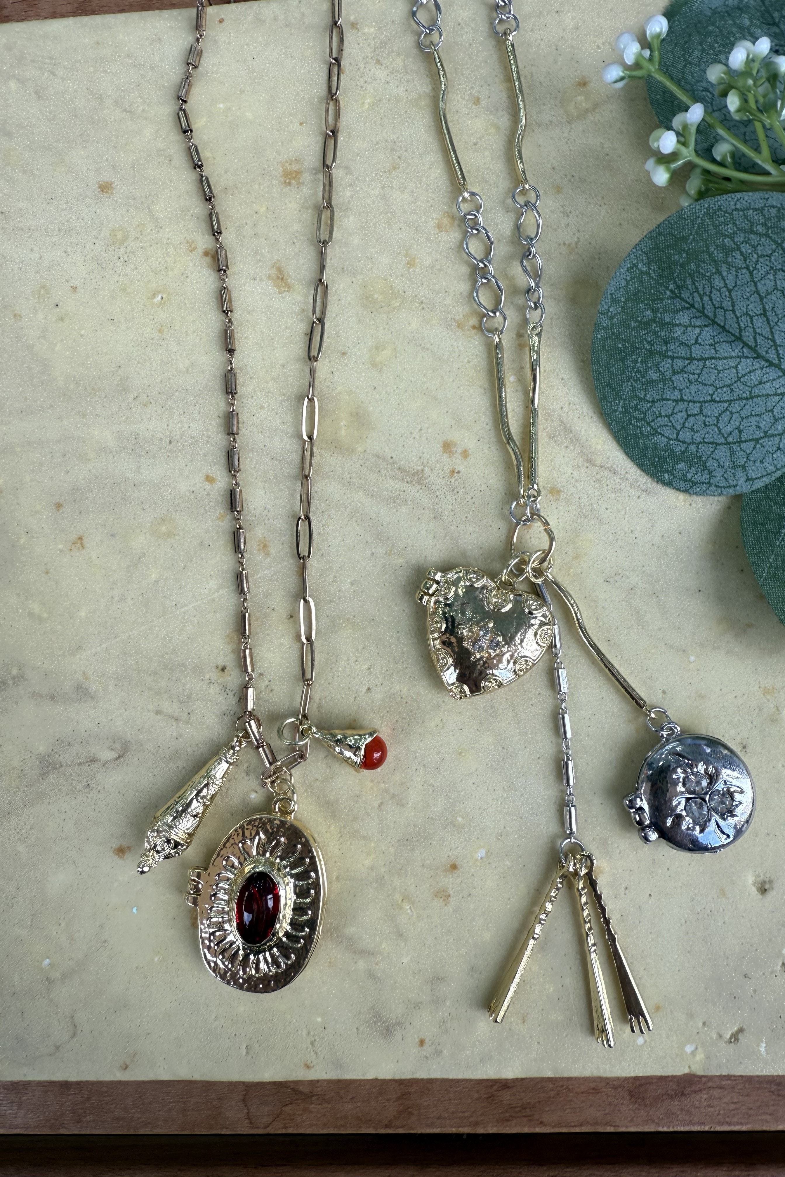 ZR Model Madalyon Charmlı 2'li Kolye Seti (45+65cm)