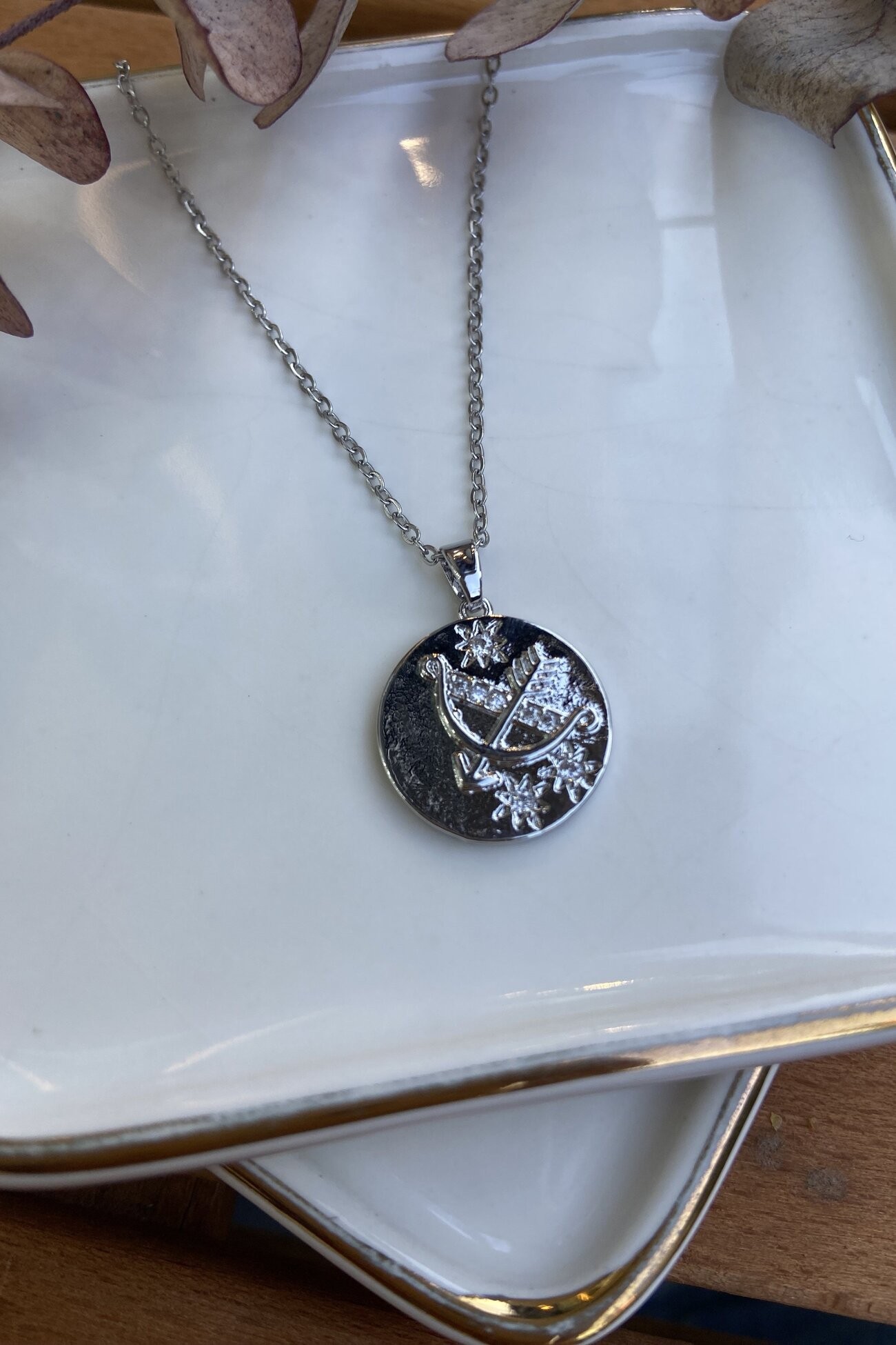 Çelik Taşlı Eros Oku Kolye Silver 46cm