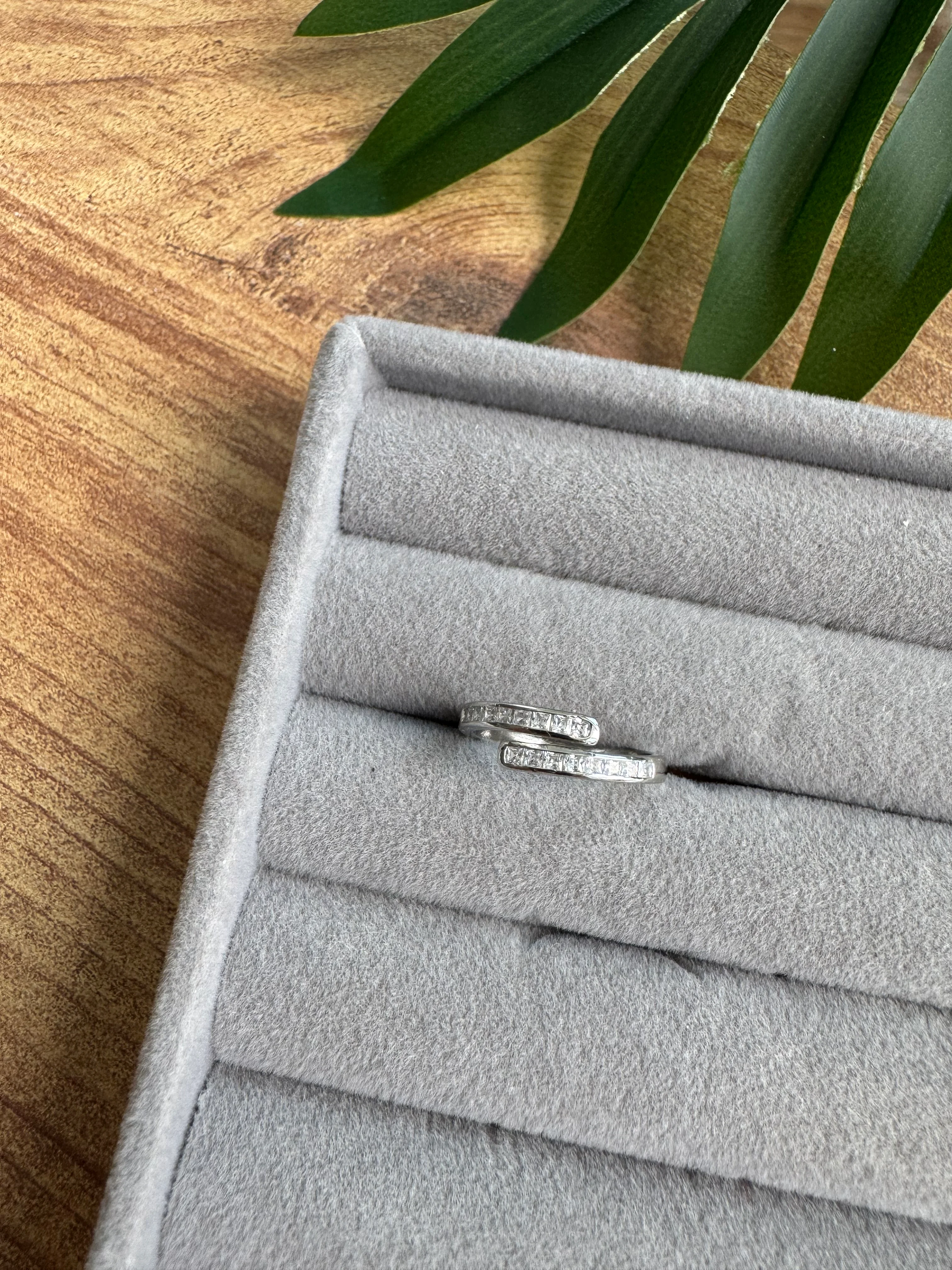 14K Altın Kaplama Gömme Mini Taşlı Yüzük Silver