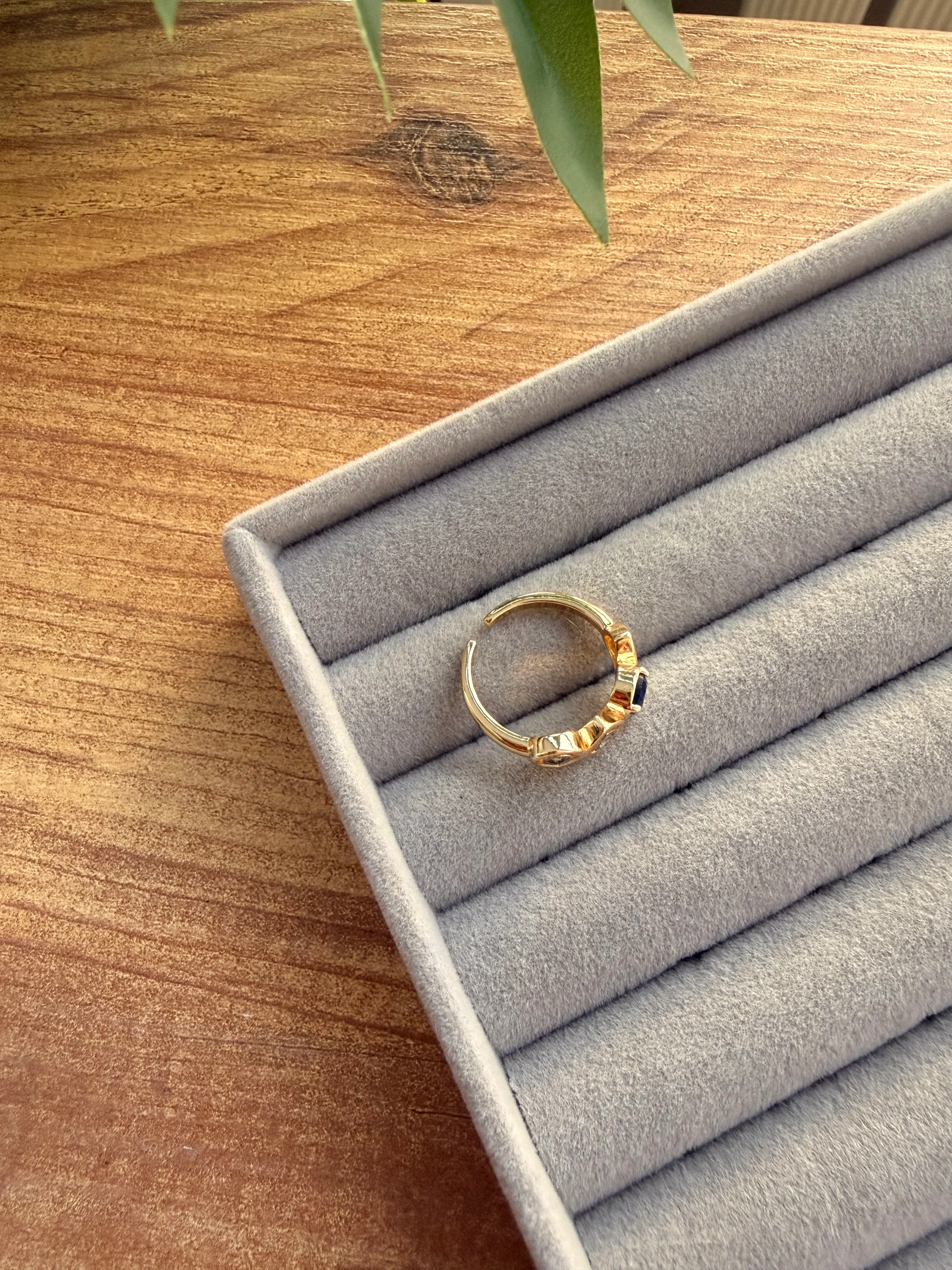 14K Altın Kaplama Laci, Beyaz Damla Taşlı Yüzük