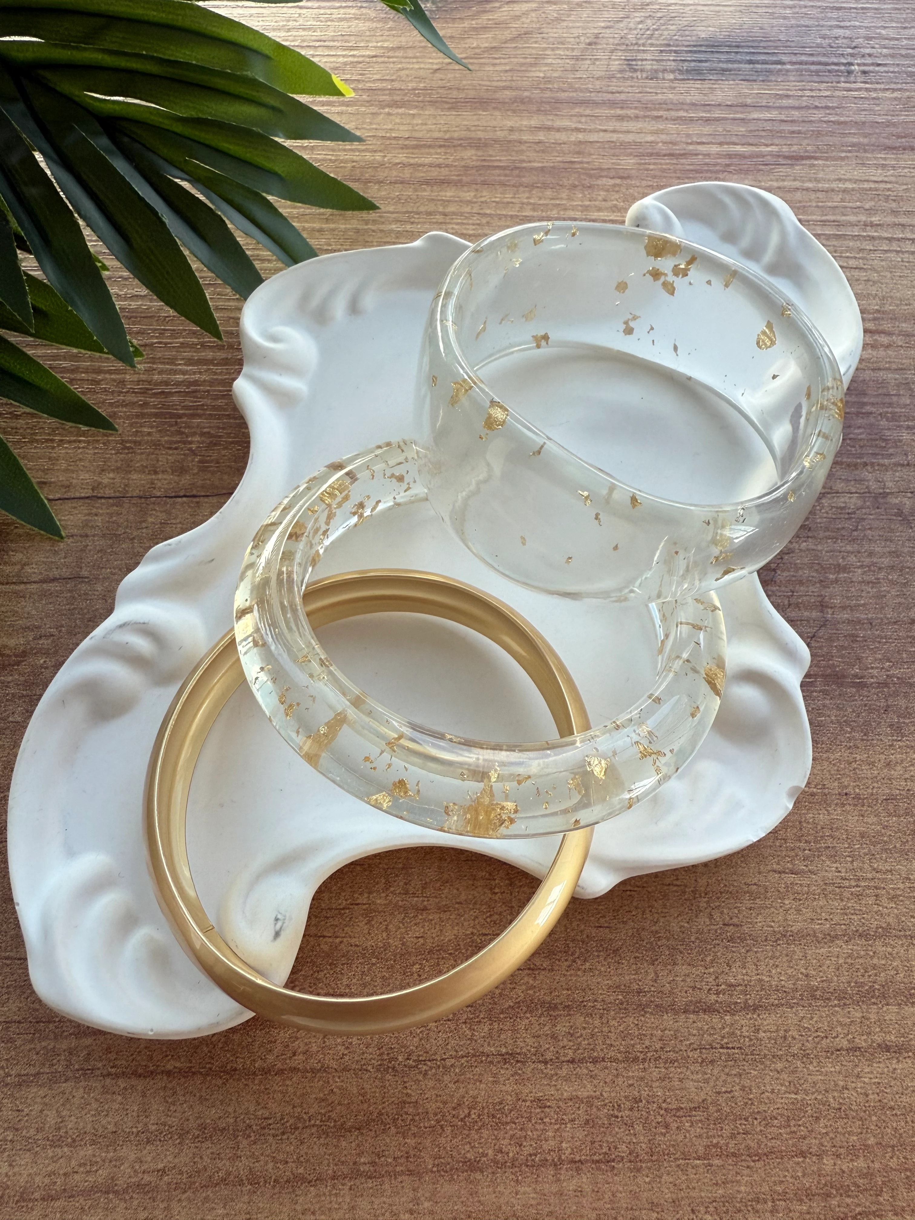 Saydam Akrilik Yuvarlak Form 3'lü Bilezik Seti 6.8cm