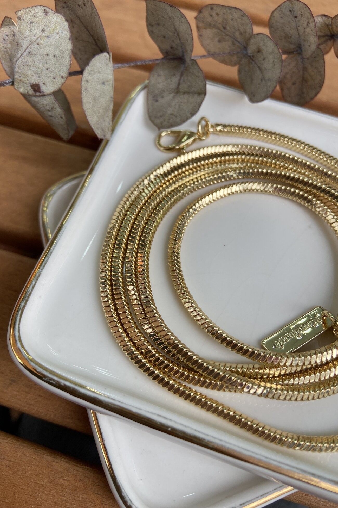 14K Altın Kaplama Yılan Zincir Kolye 102 cm