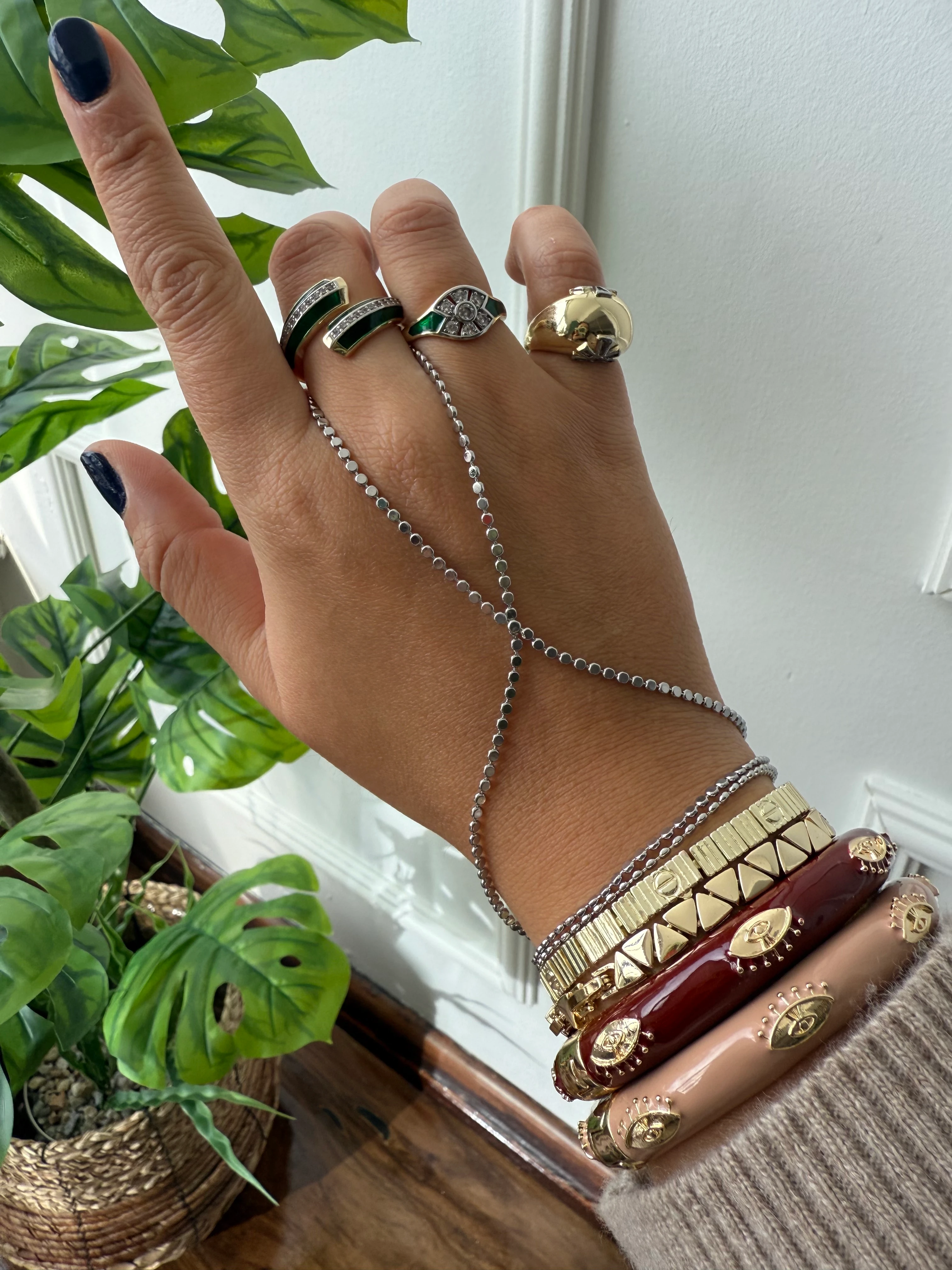 14K Altın Kaplama Ezme Zincir Şahmeran Silver