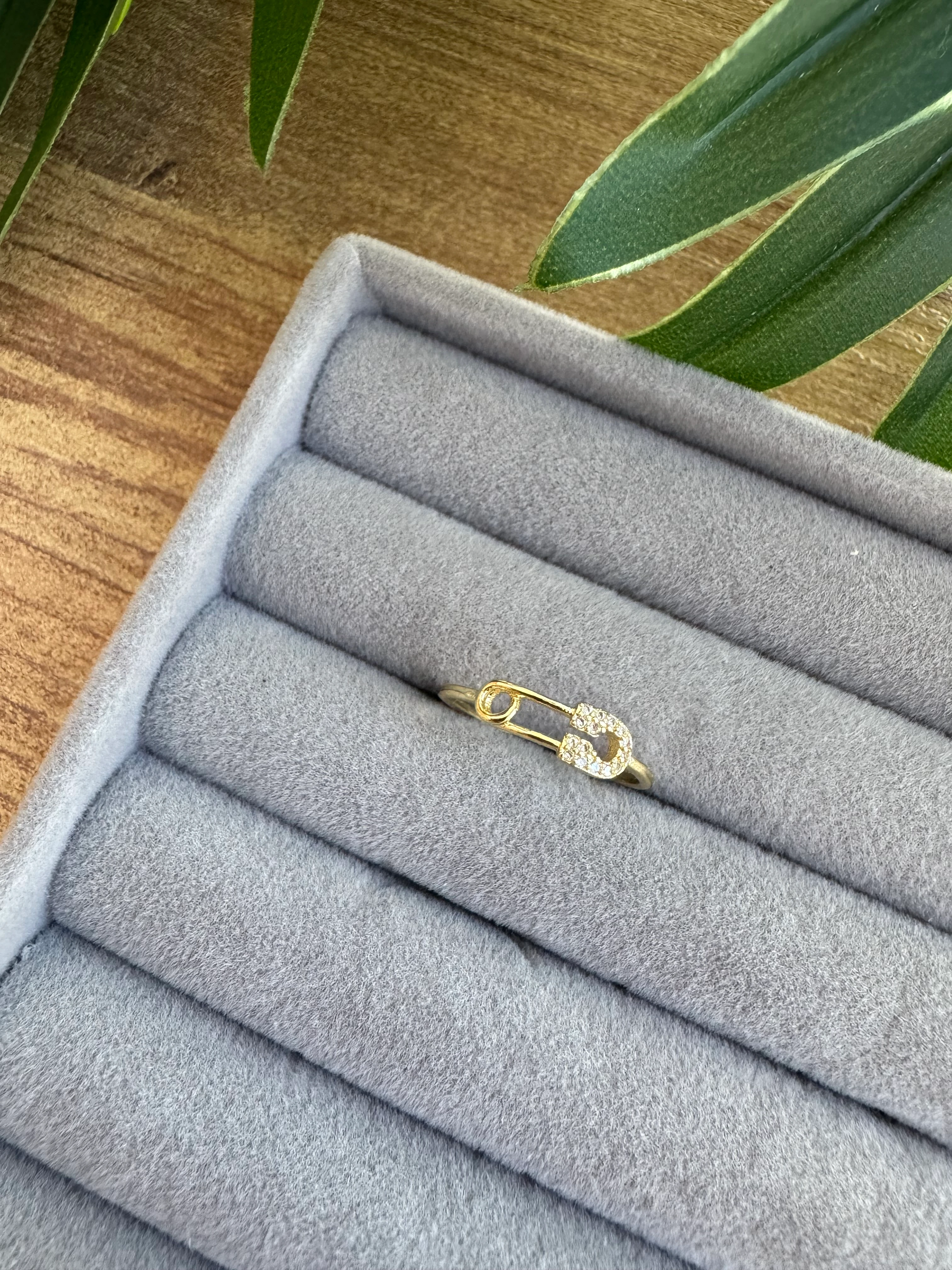 14K Altın Kaplama Minimal Ataç Yüzük