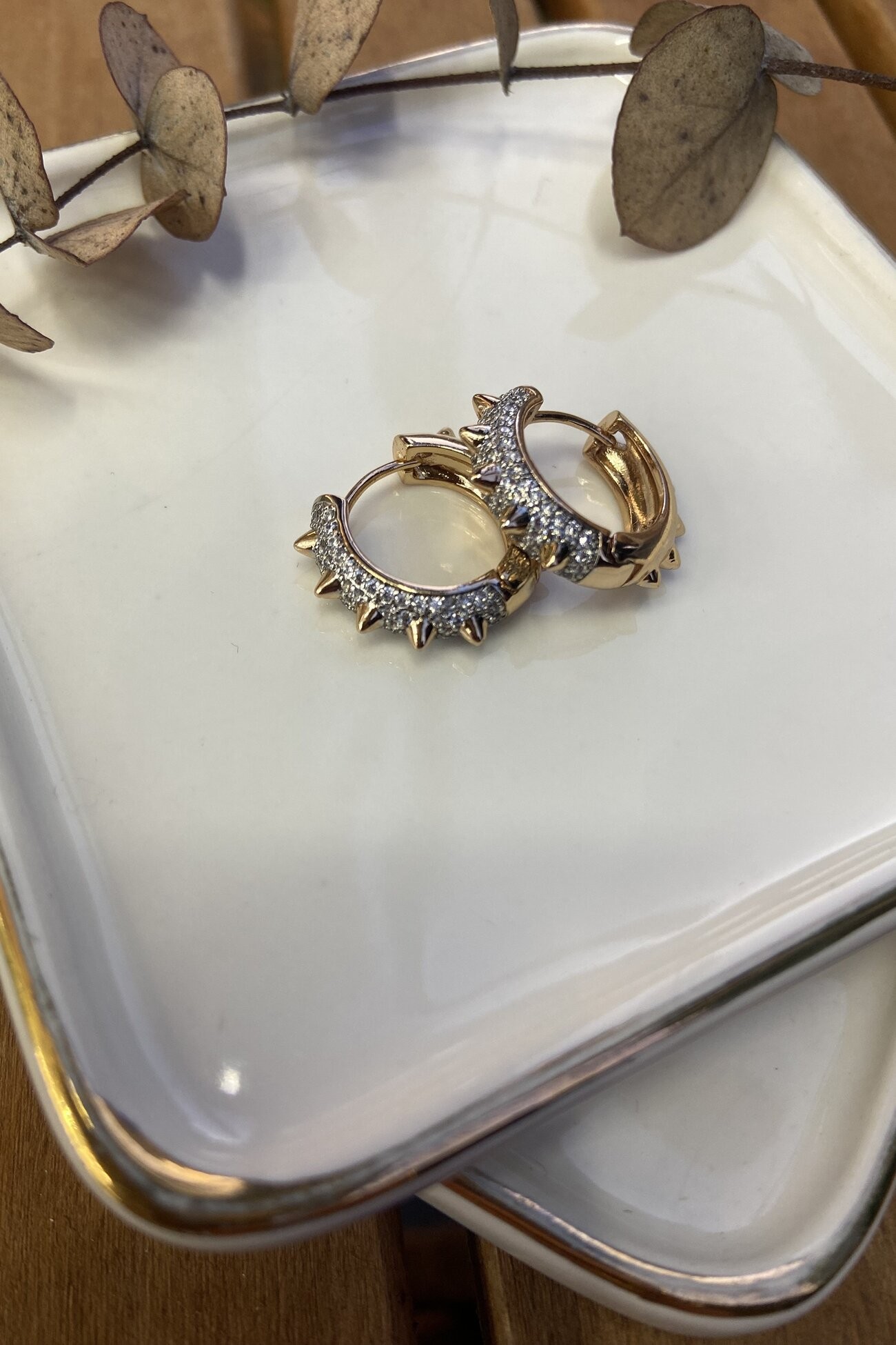 Özel Seri Küçük Boy Çıkıntılı Halka Küpe Rose Gold