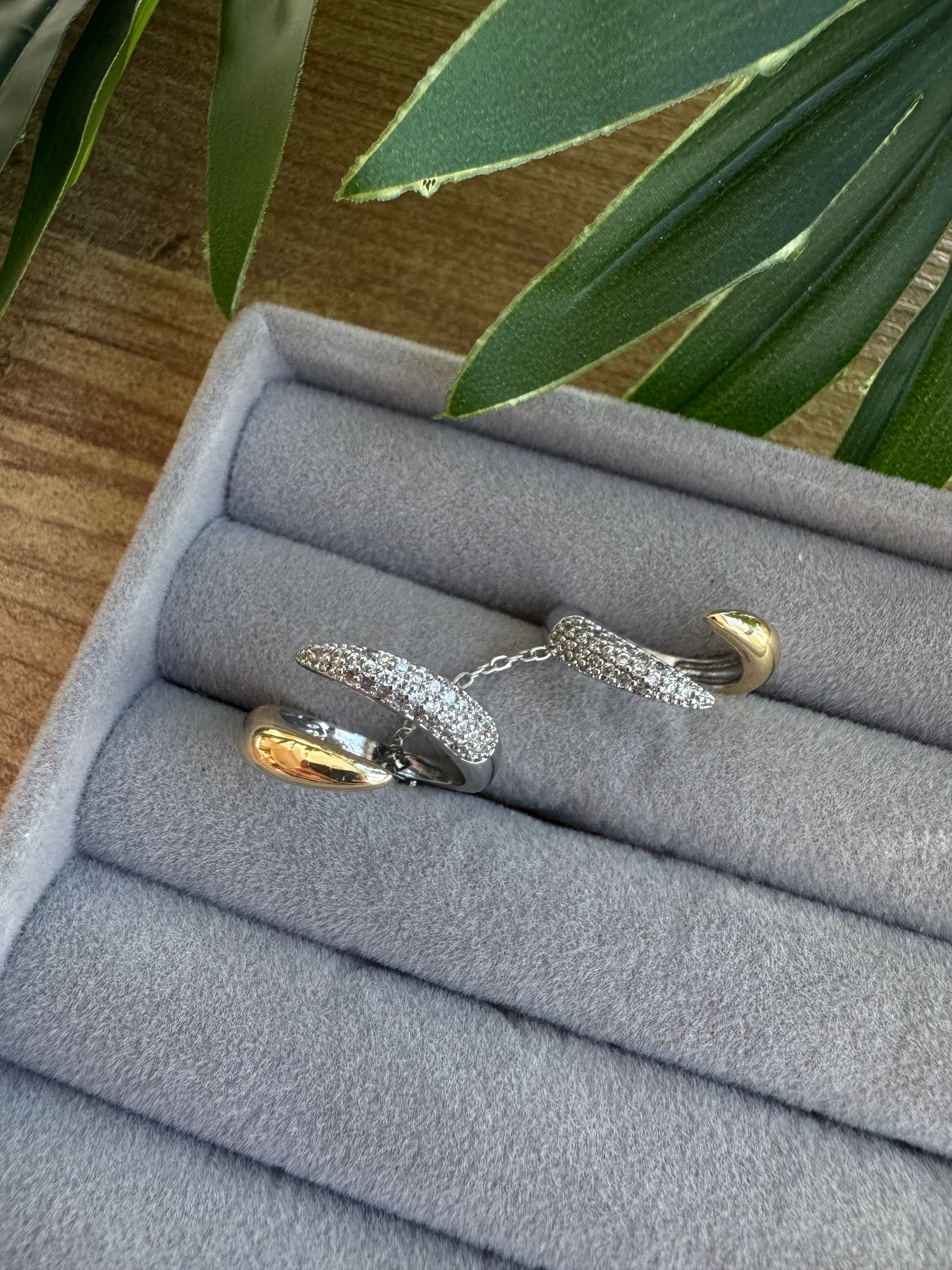 14K Altın Kaplama Taşlı, Taşsız 2'li Yüzük Seti