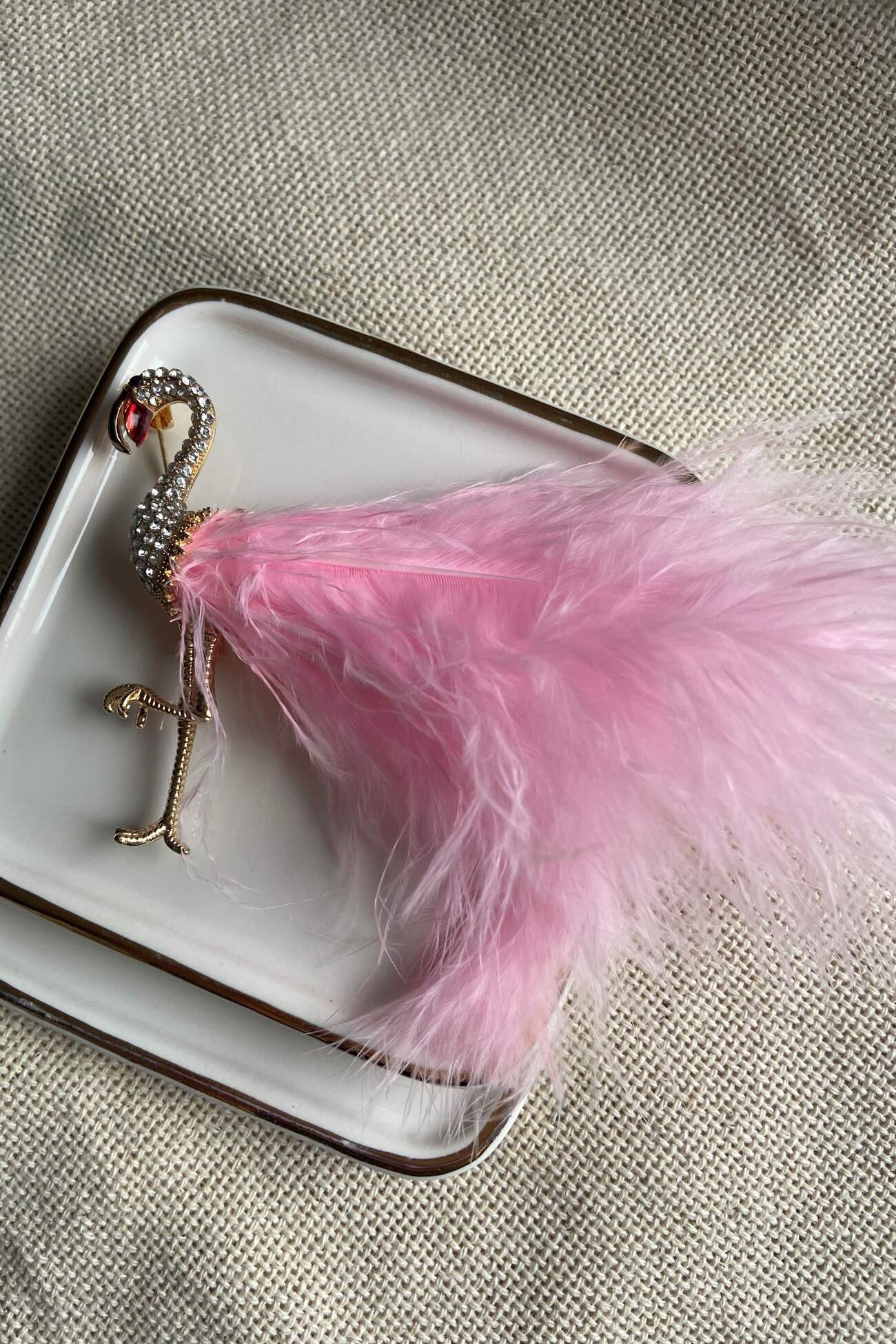 Pembe Tüylü Flamingo Broş