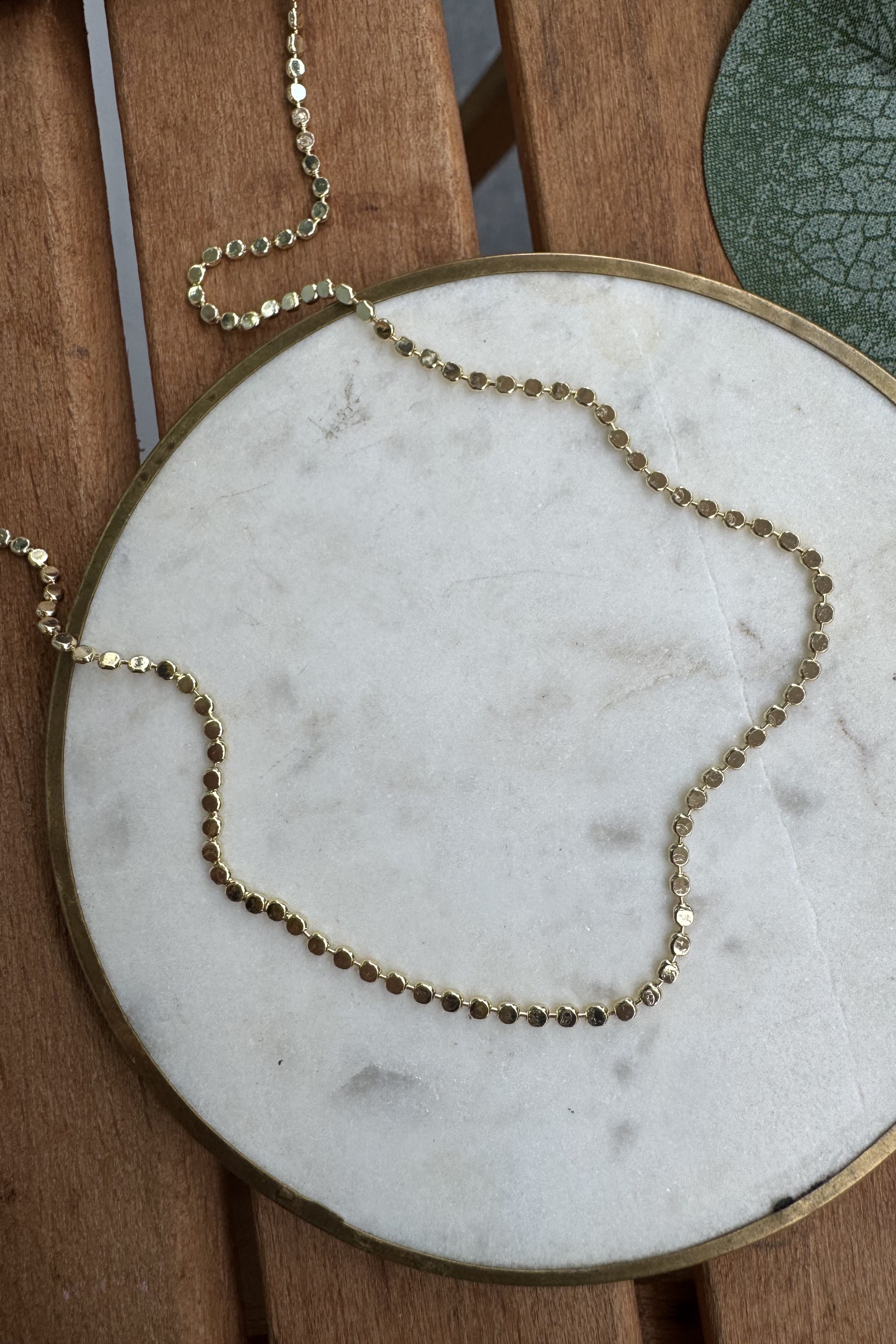 14K Altın Kaplama İnce Ezme Kolye 88cm