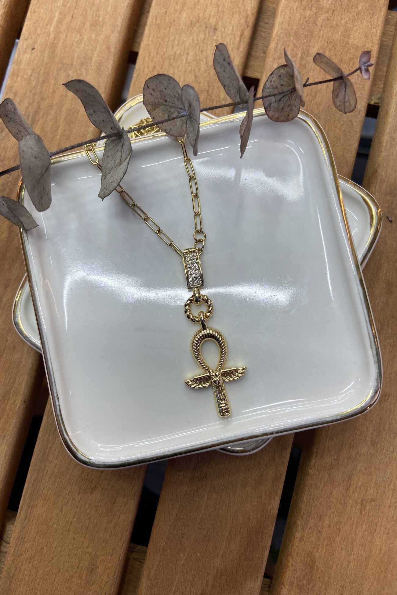 Çelik Ankh Kolye Gold 56 cm