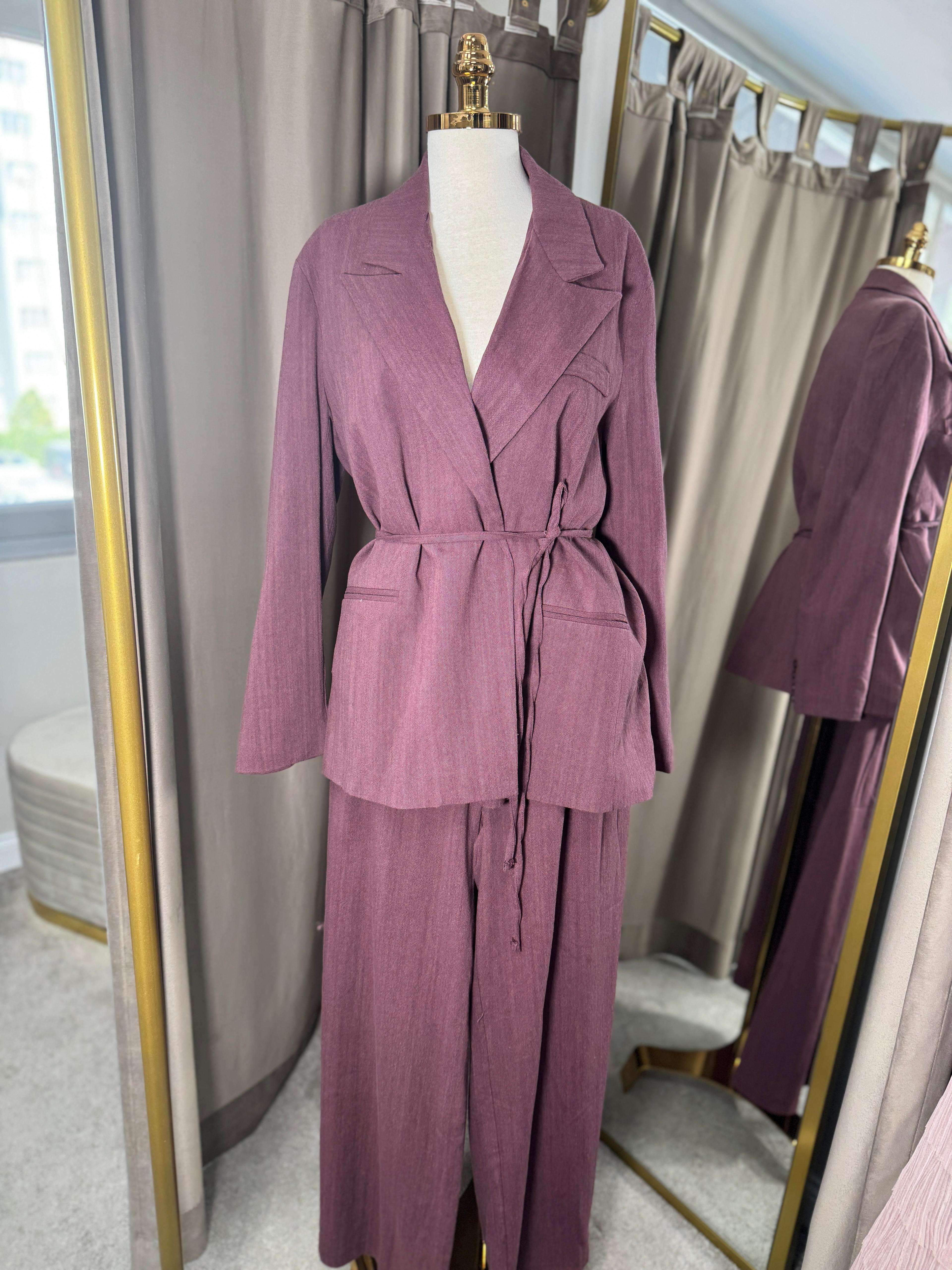 Keten blazer takım / bordo