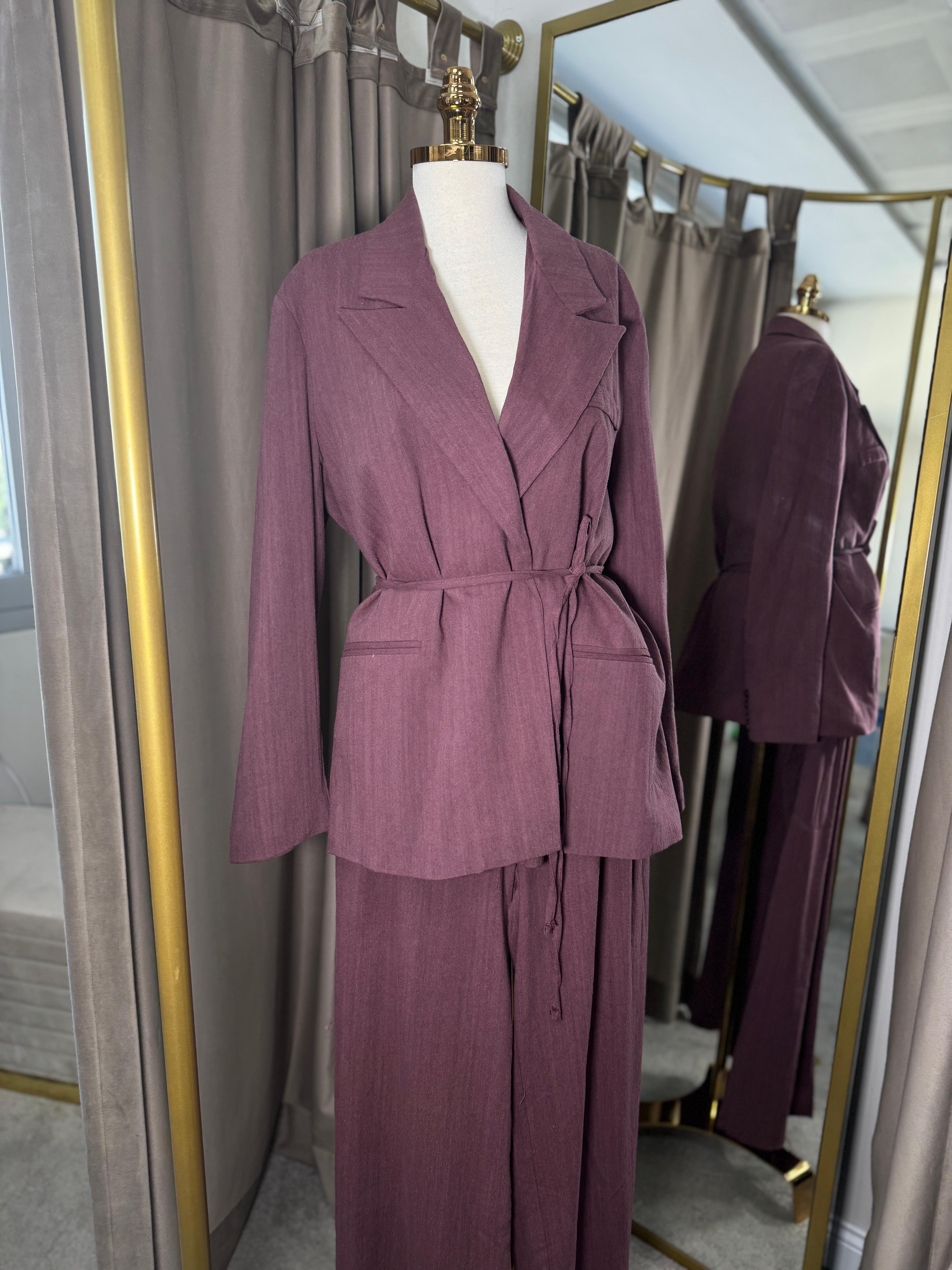 Keten blazer takım / bordo