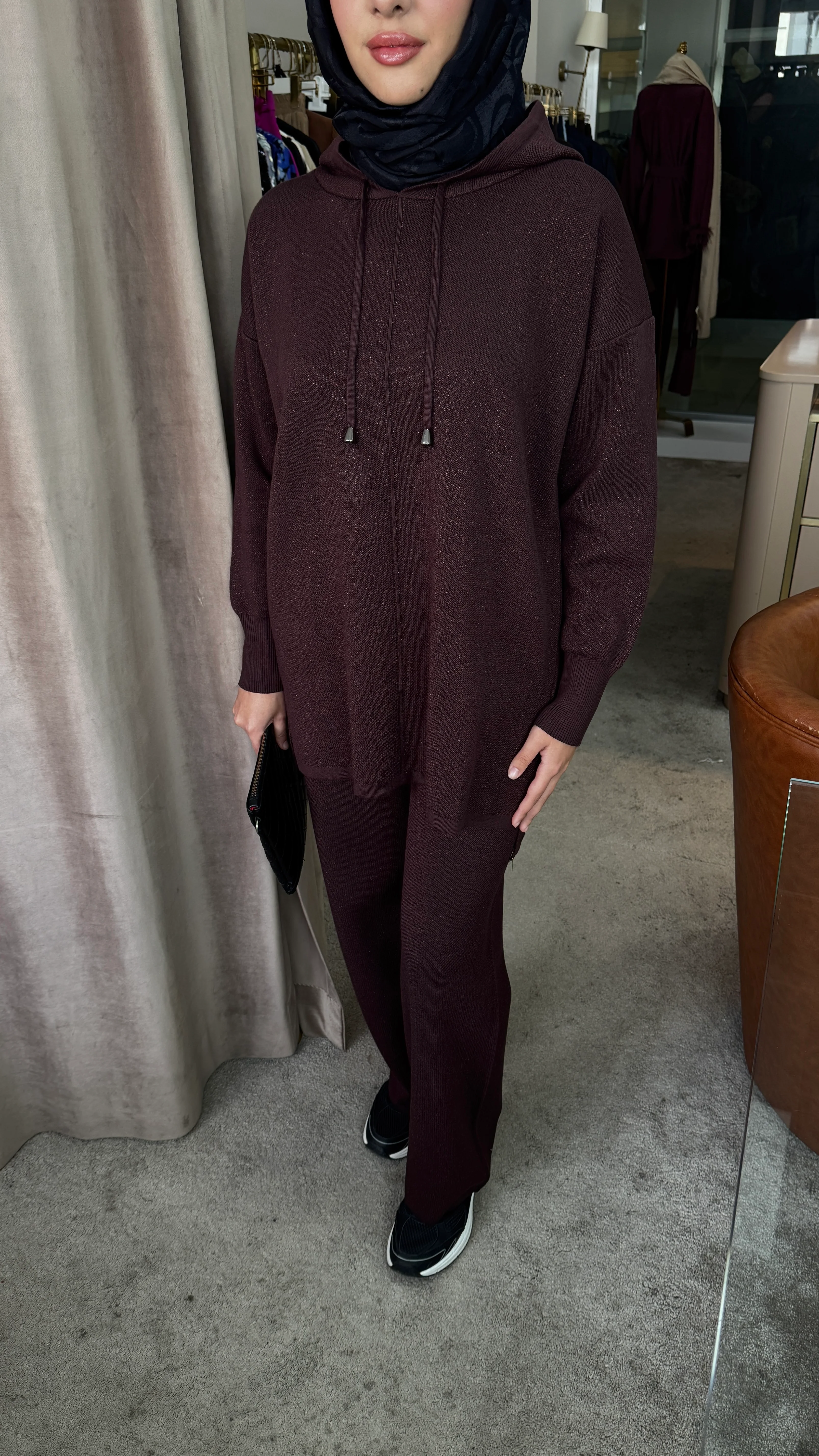 Simli merserize takım •kahve