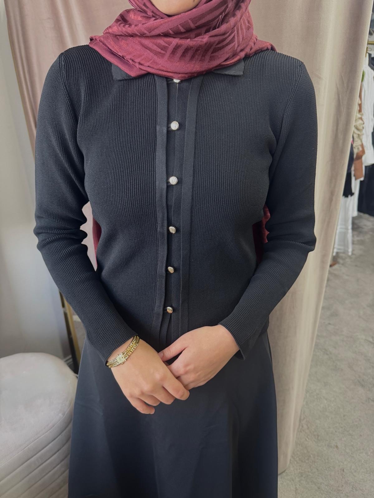 Düğmeli Hırka Siyah