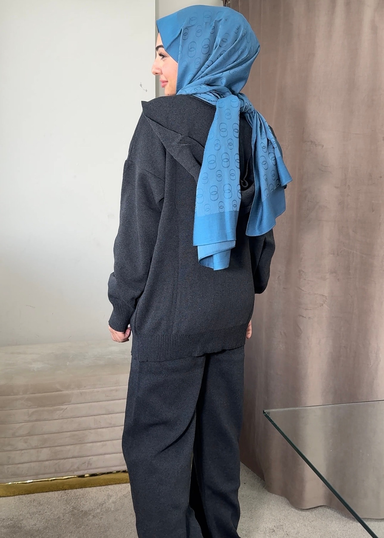 Çift fermuarlı triko takım 