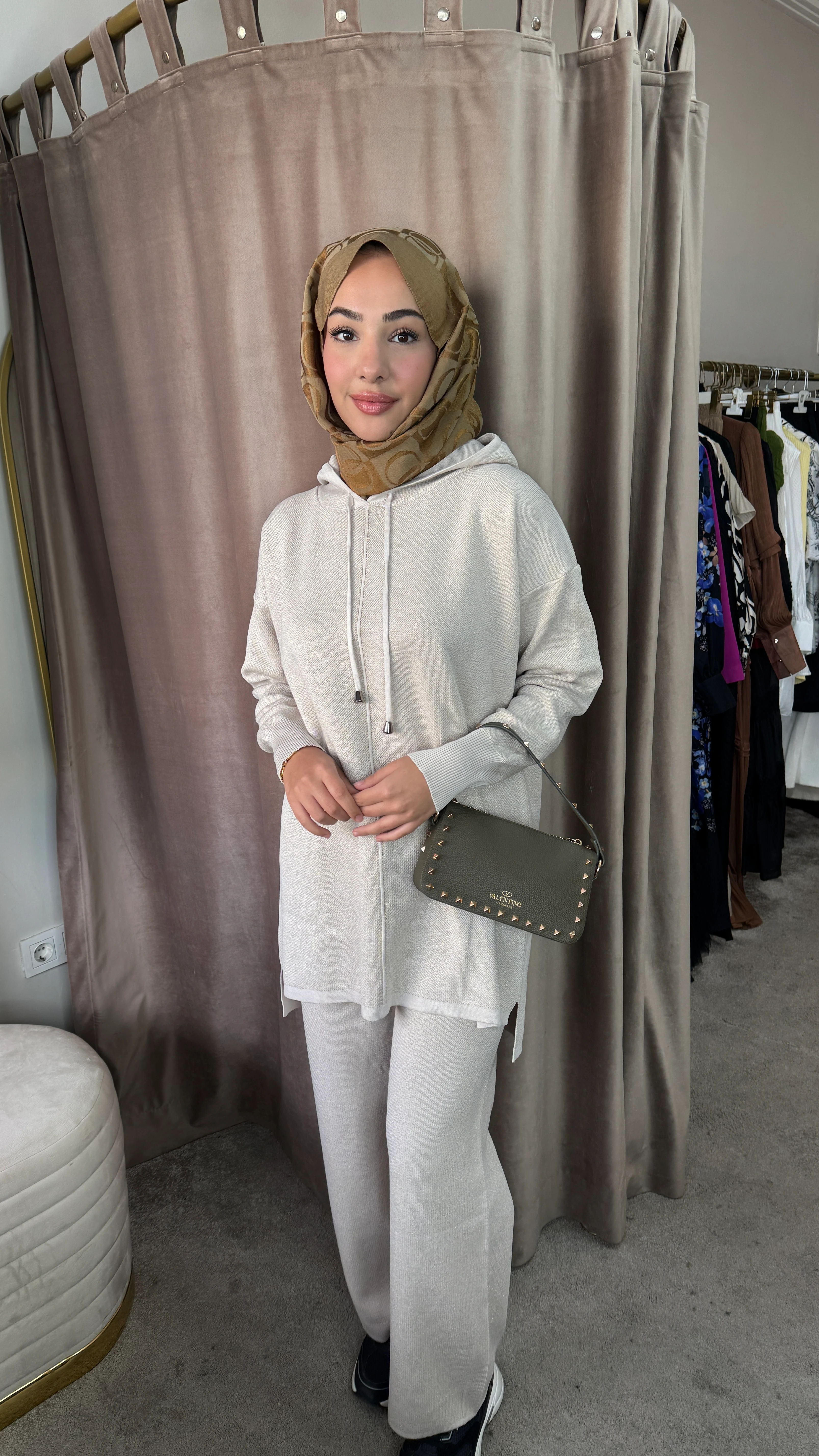 Simli merserize triko takım •taş