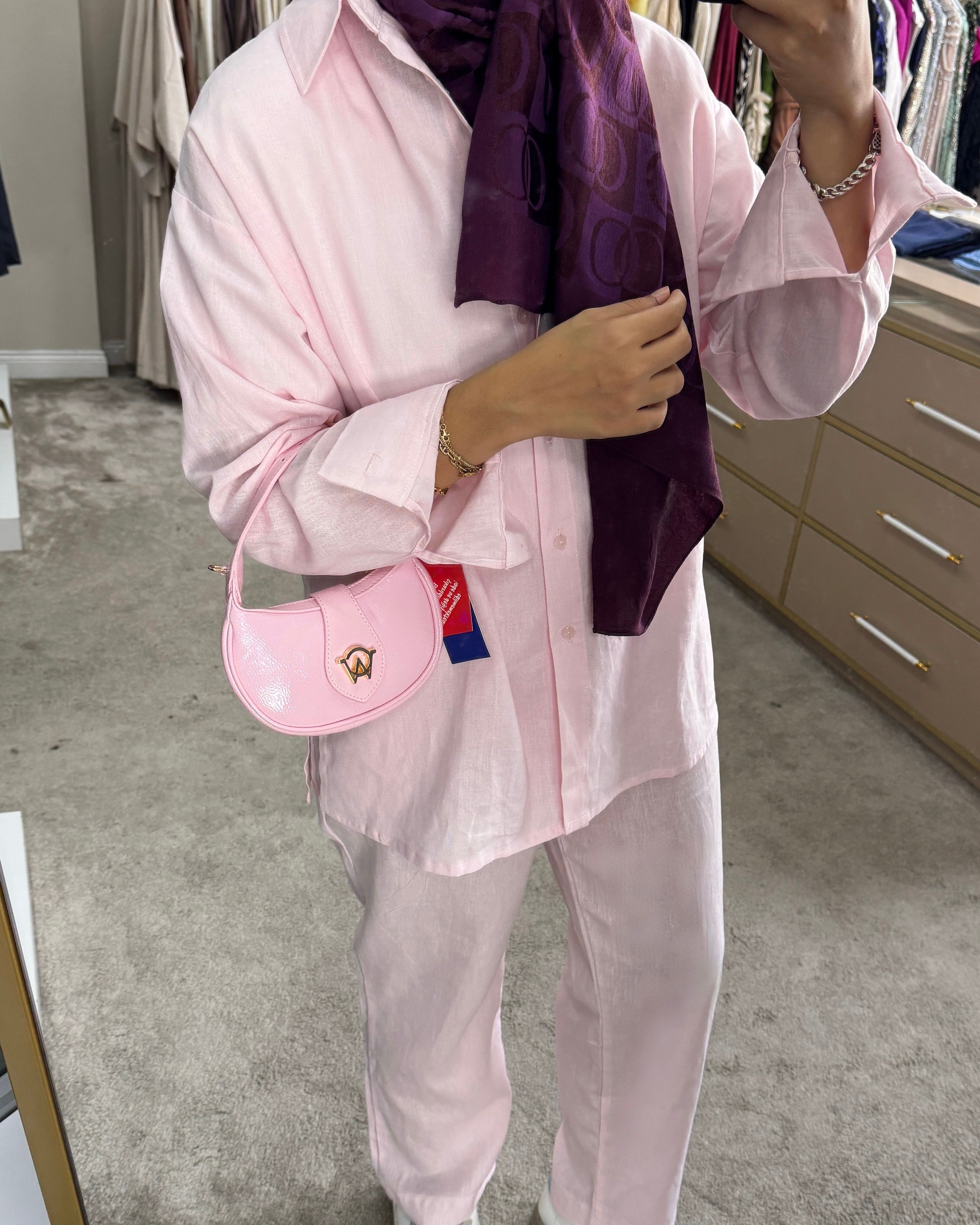 Keten takım / pembe