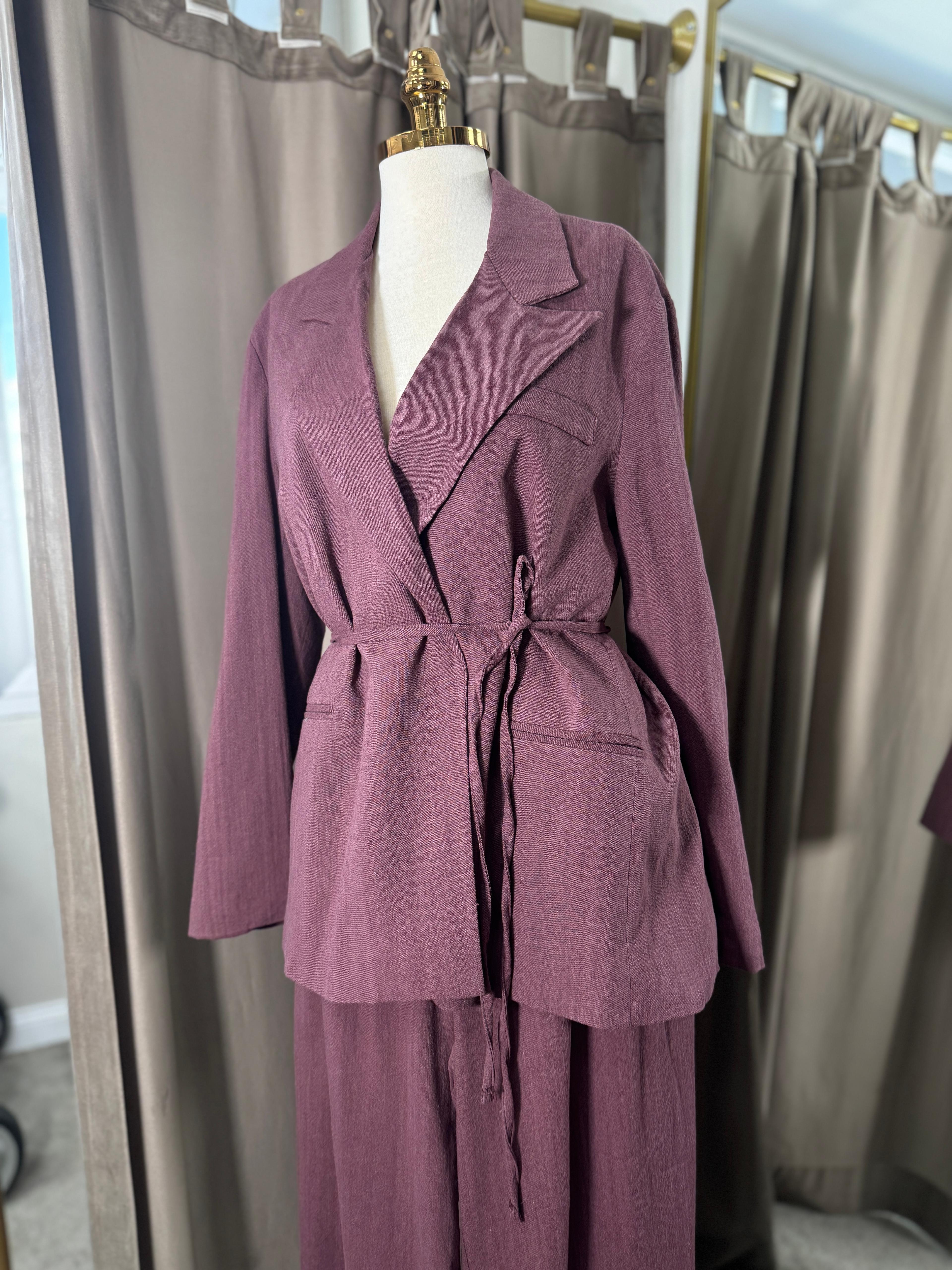 Keten blazer takım / bordo