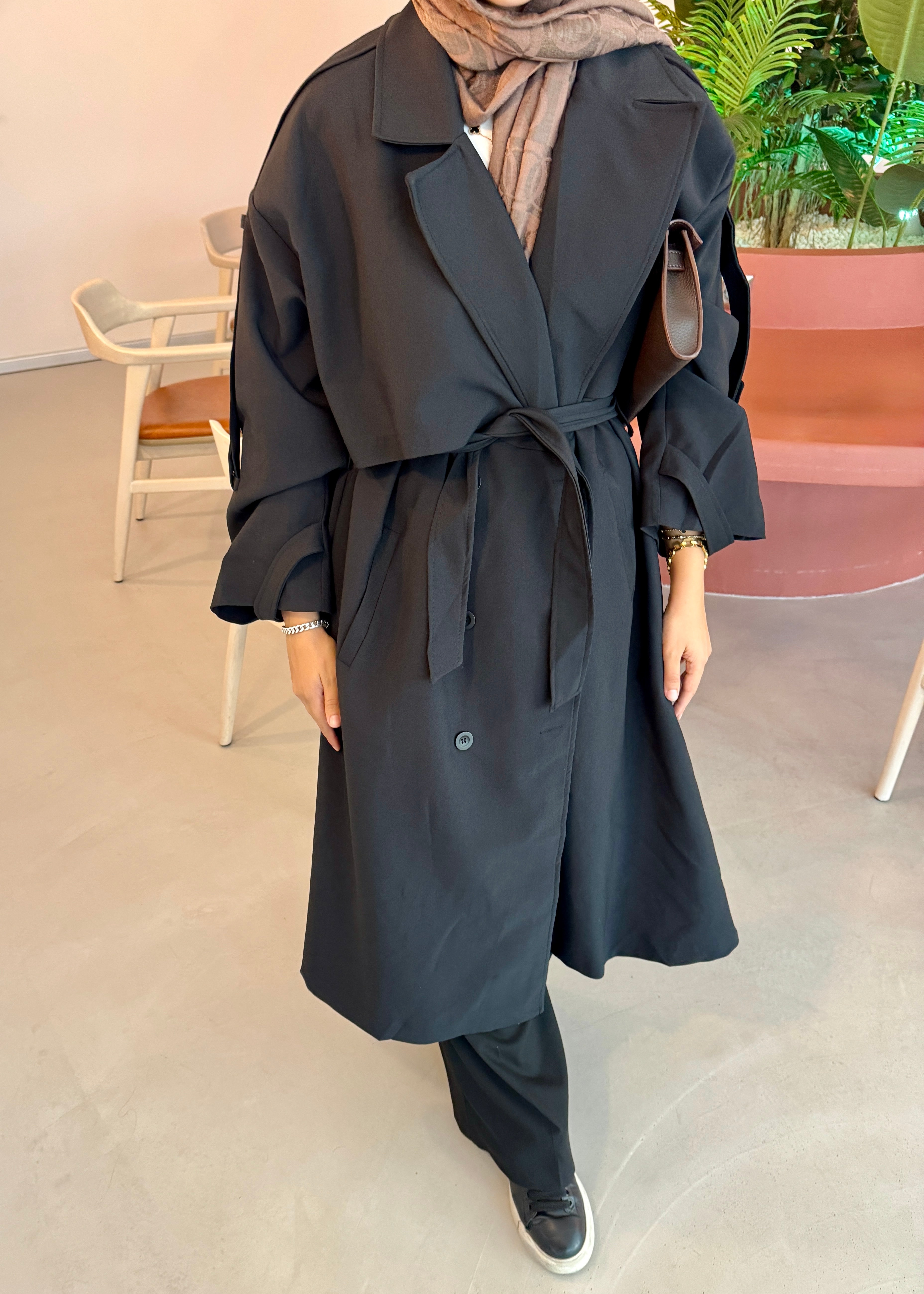 Oversıze Trençkot / Siyah