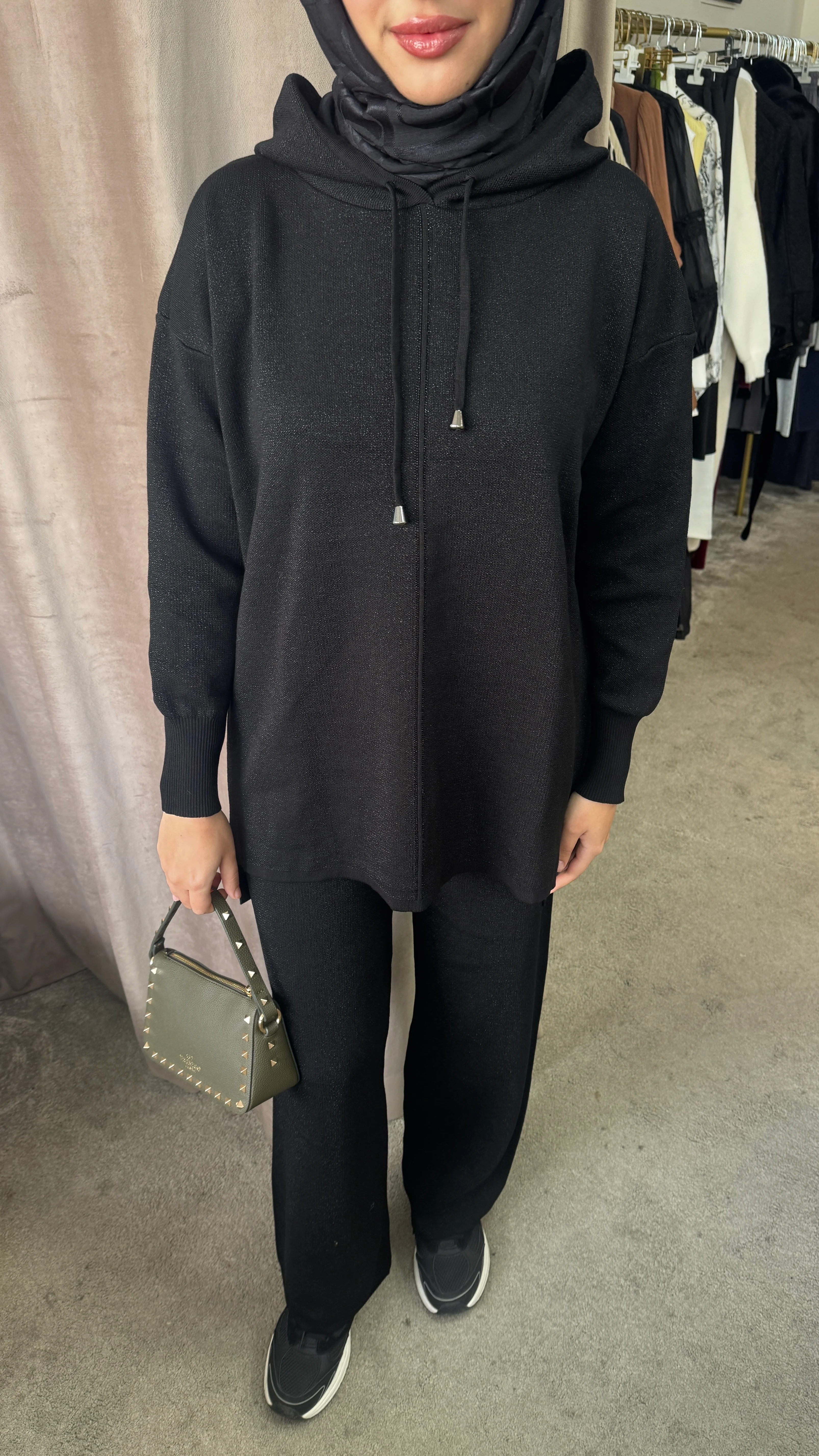 Simli merserize takım •siyah