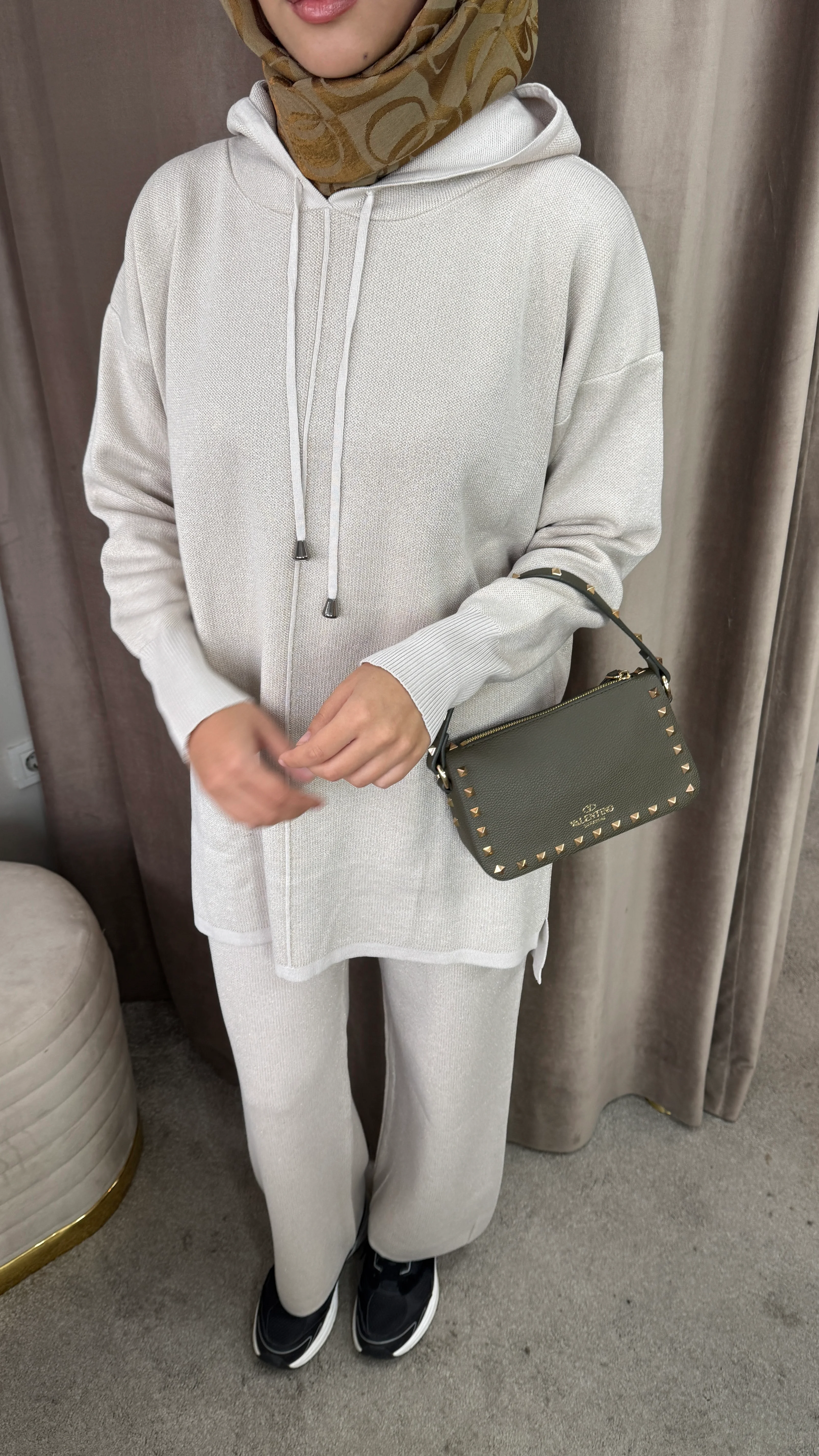 Simli merserize triko takım •taş