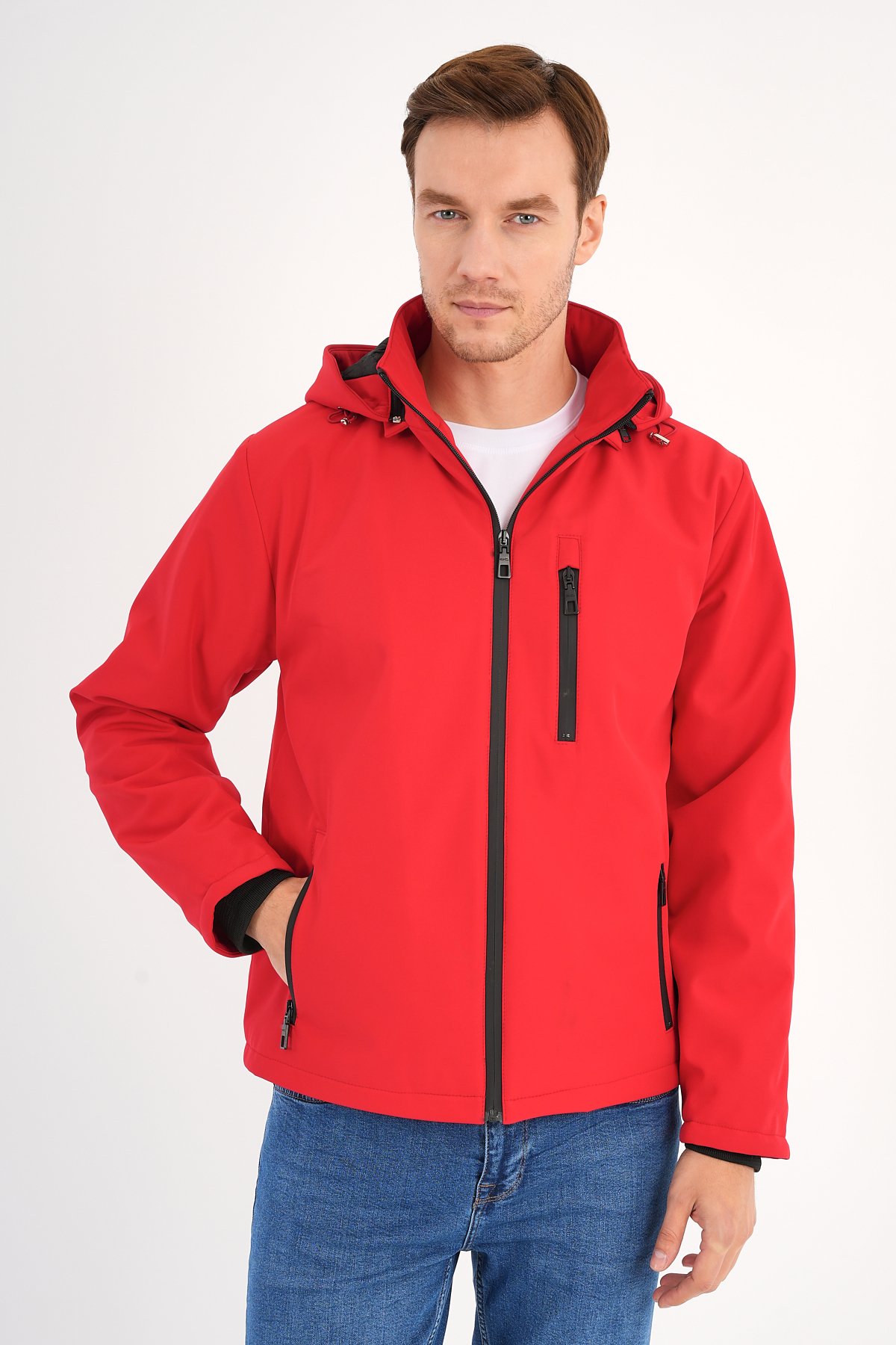 Shield Red Men's Hooded Softshell Coat