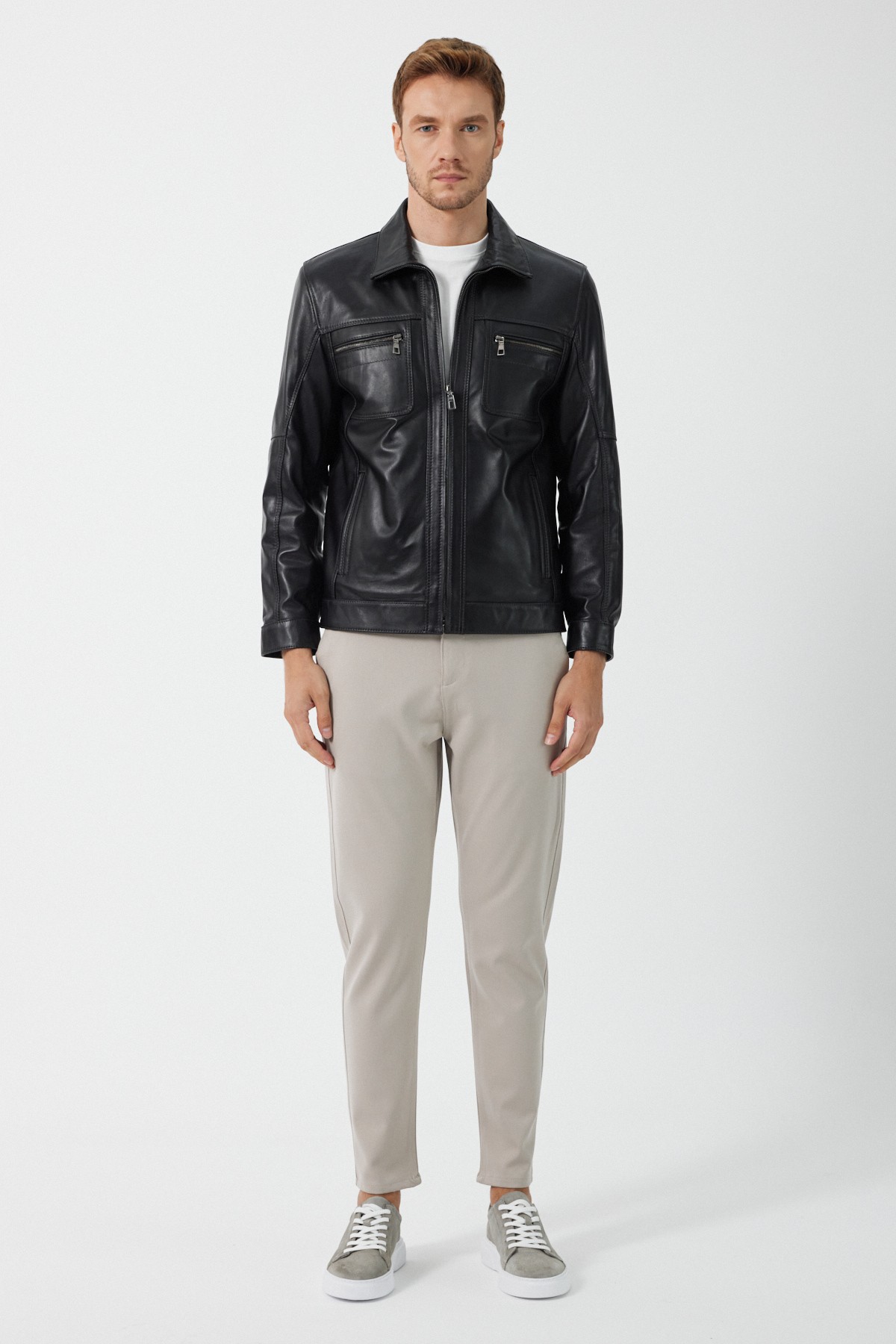 Adrian Men's Black Leather Coat
