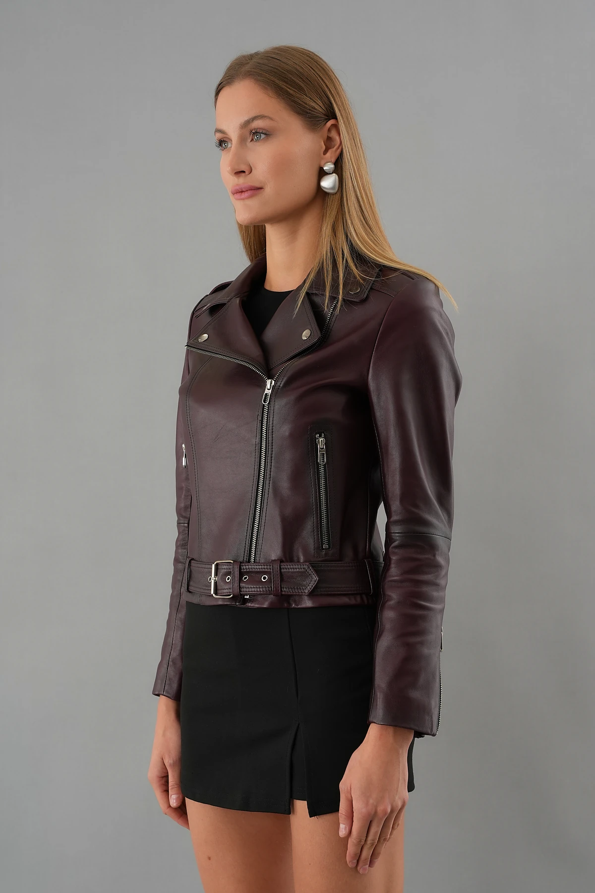 Afra Bordo Kadın Deri Ceket