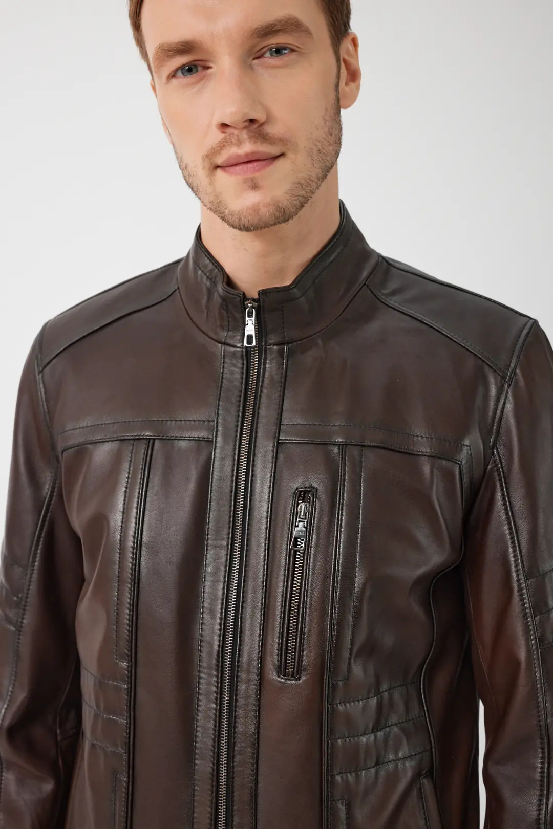 Tete Men's Brown Leather Coat