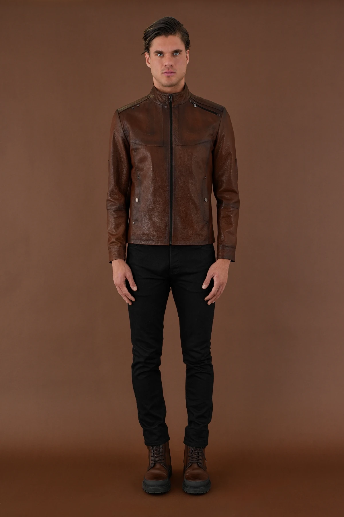 Vector Kahverengi Erkek Deri Mont