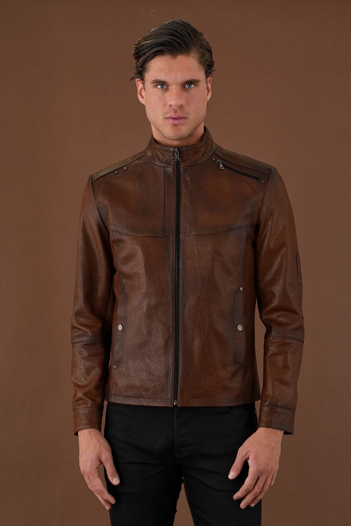 Vector Kahverengi Erkek Deri Mont