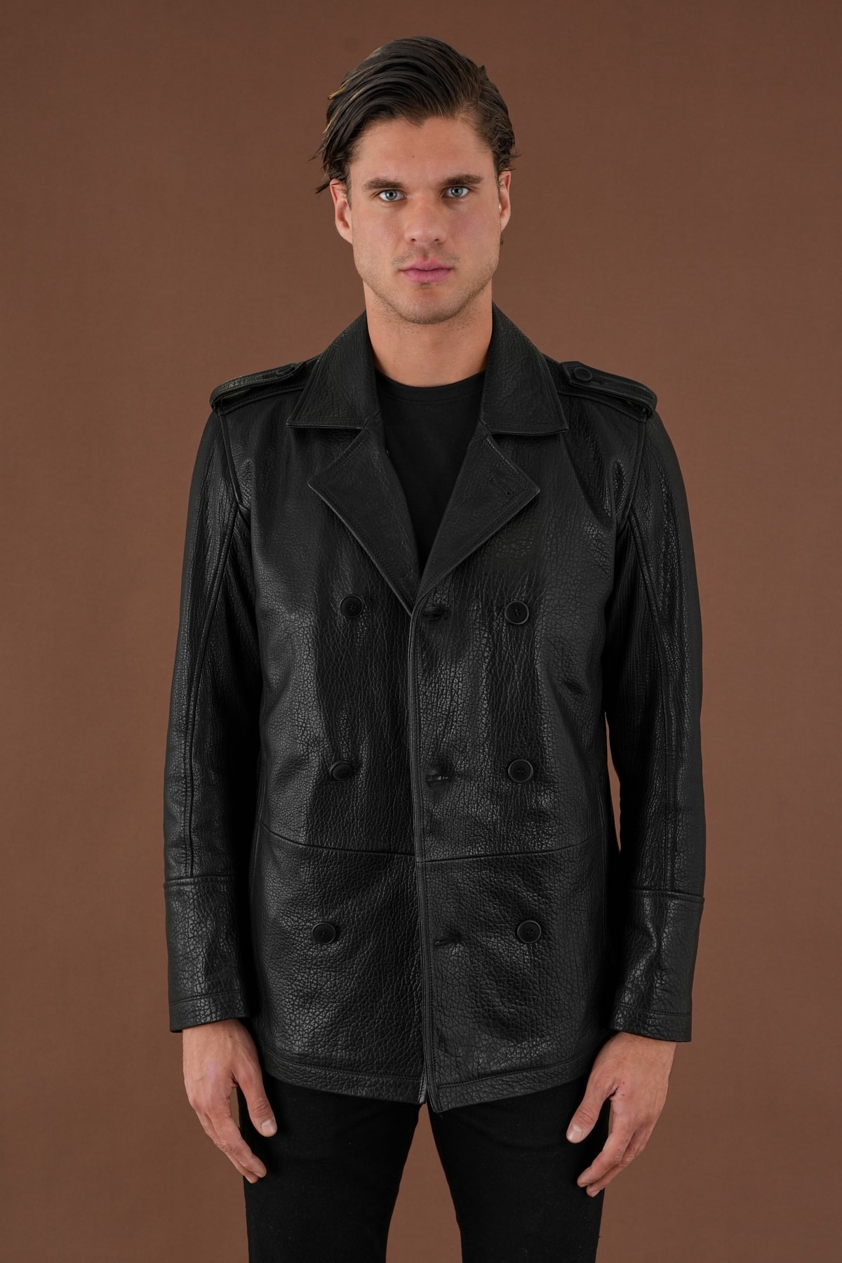 Freedy Siyah Erkek Deri Mont