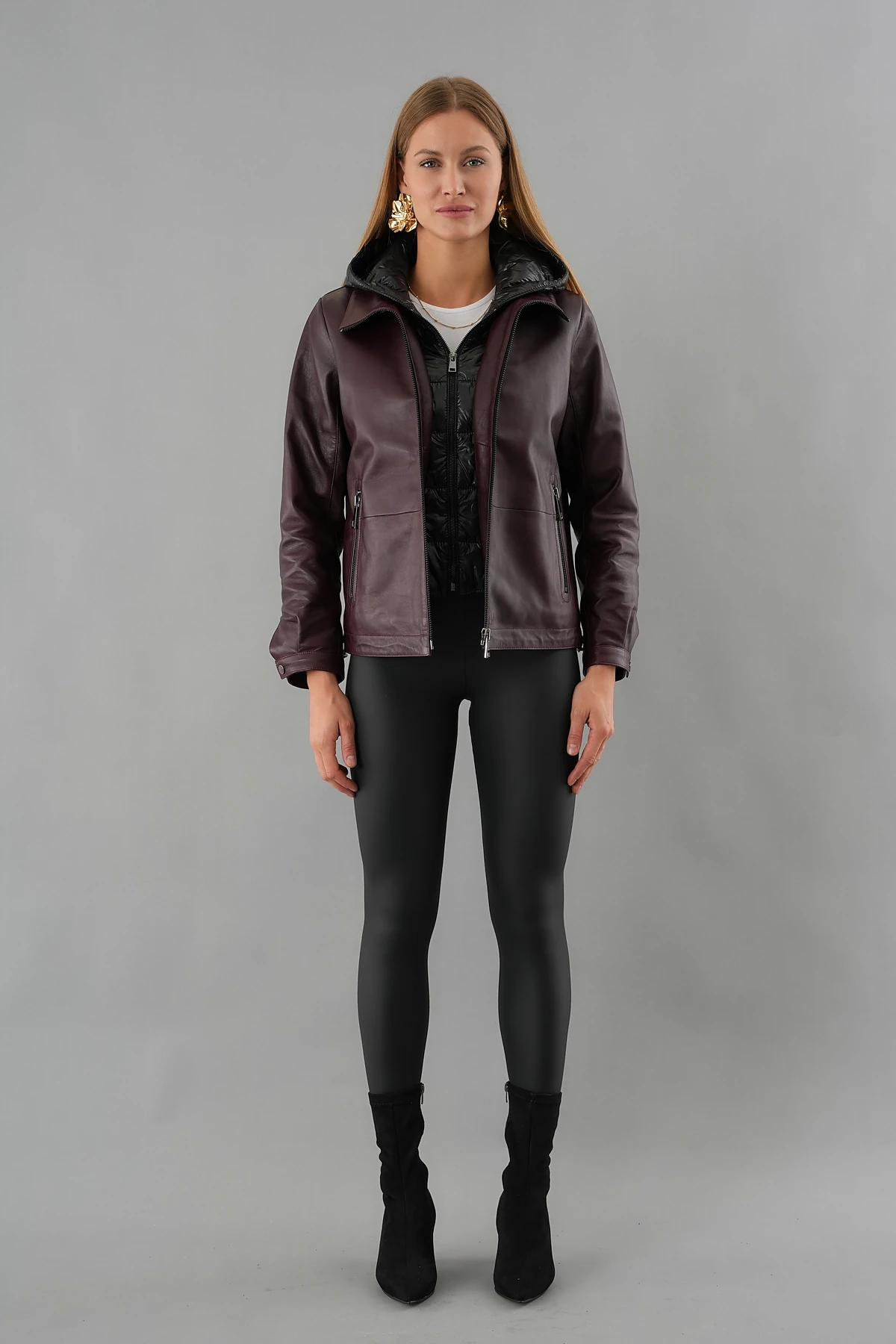 Holly Bordo Kadın Deri Mont