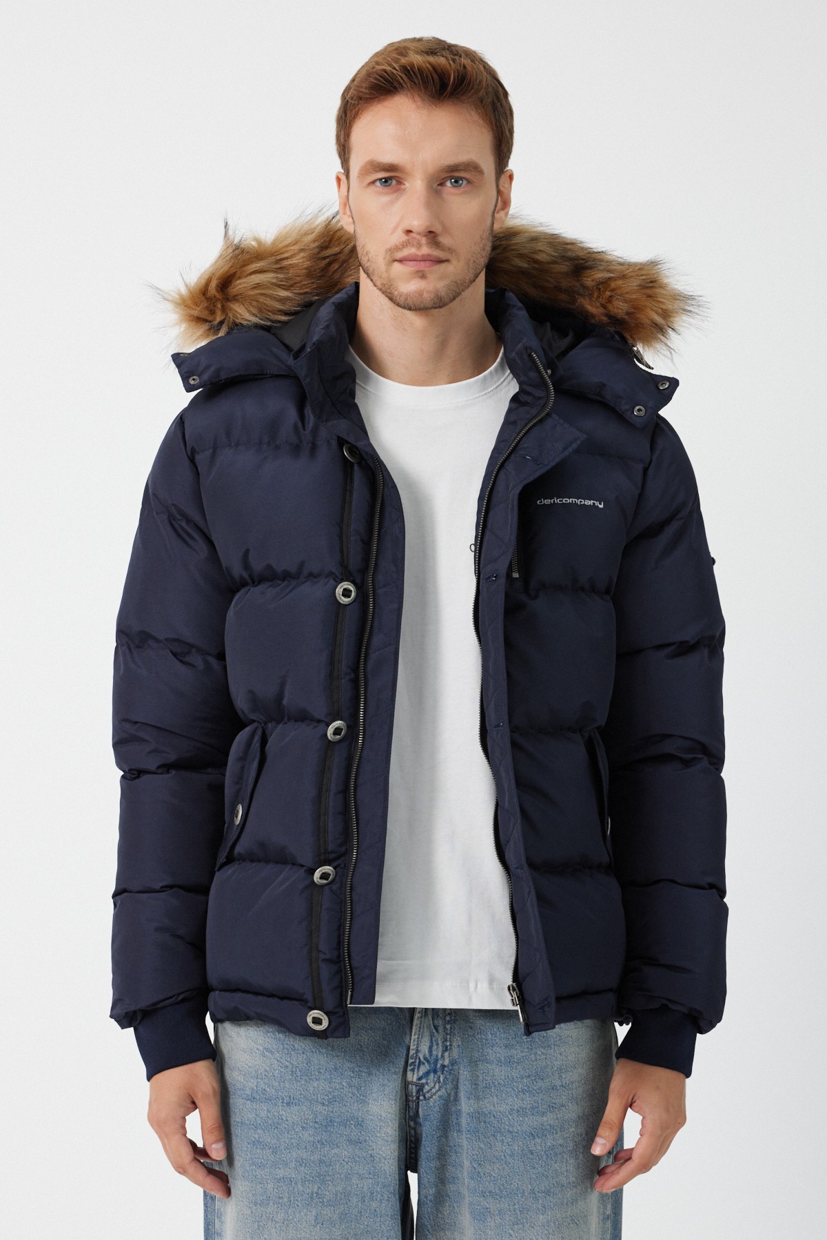 Thomas Hooded Inflatable Coat Navy Blue