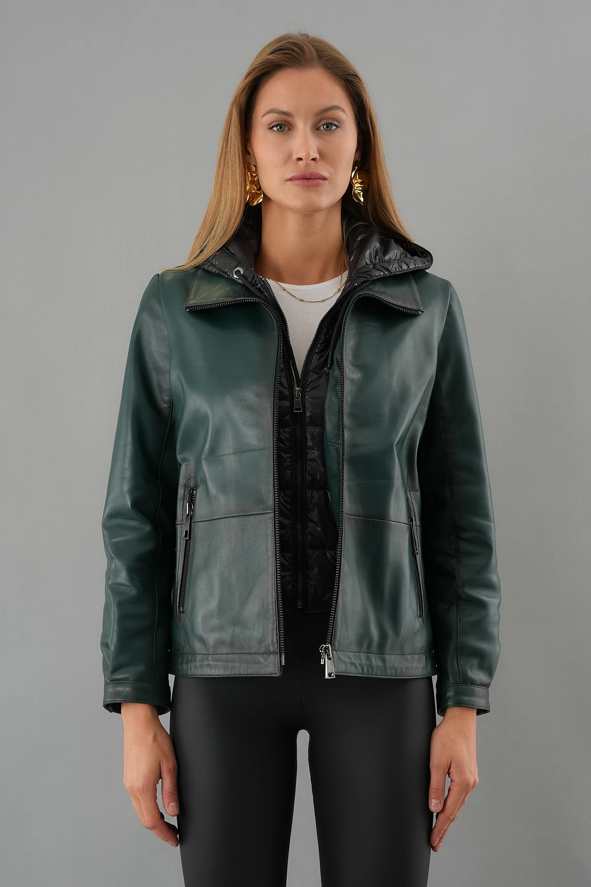 Holly Yeşil Kadın Deri Mont