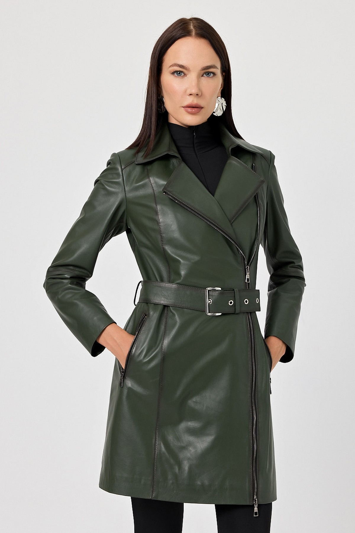 Rosana Women's Green Leather Coat