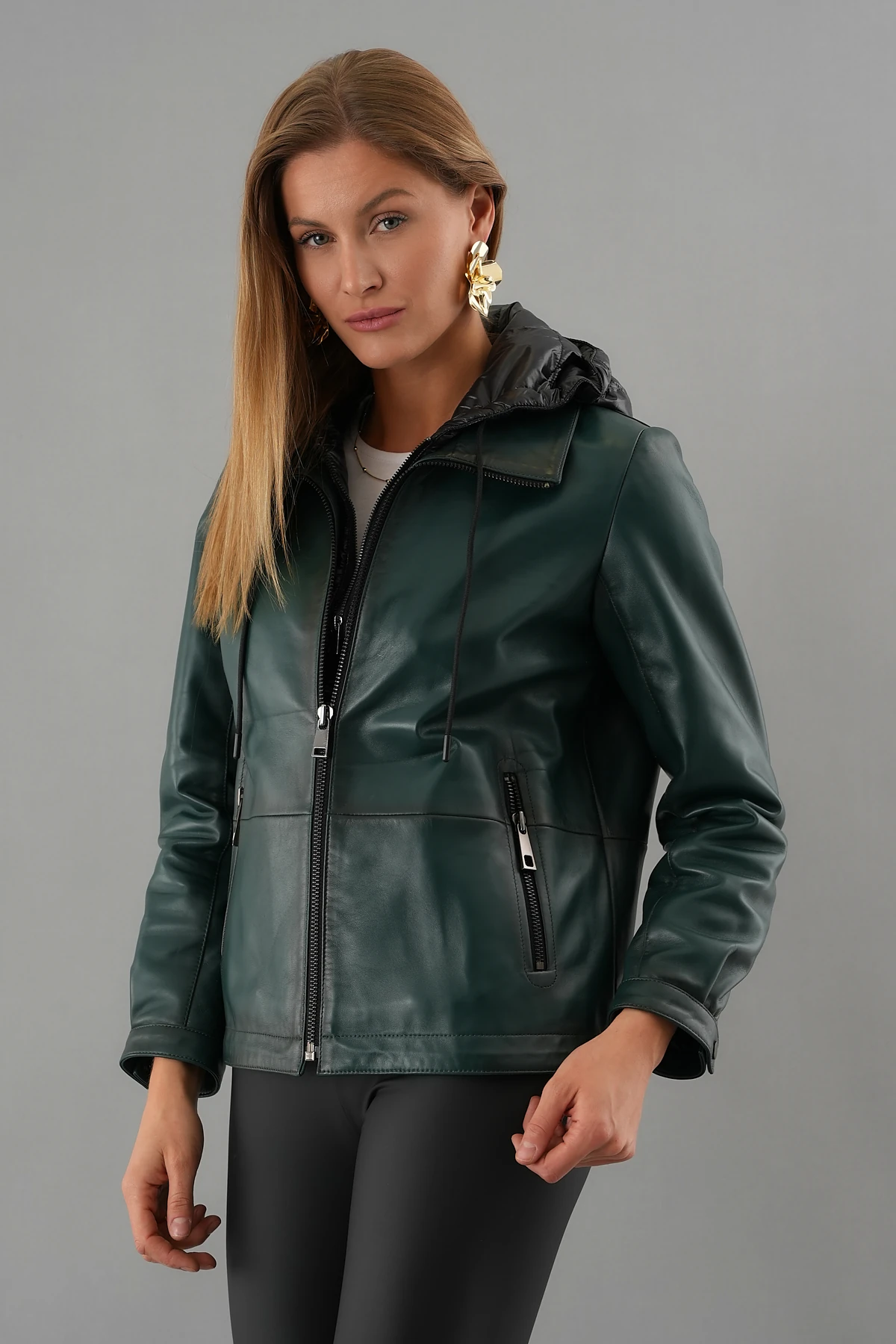Holly Yeşil Kadın Deri Mont