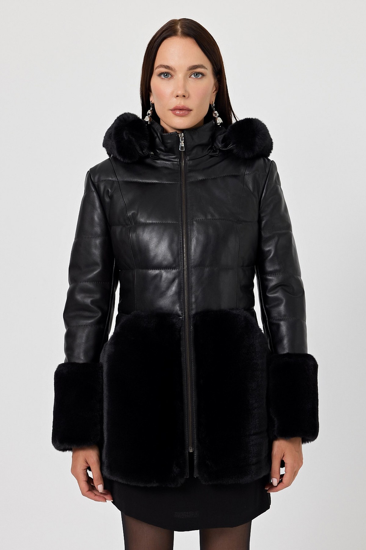 Veria Women's Black Leather Coat